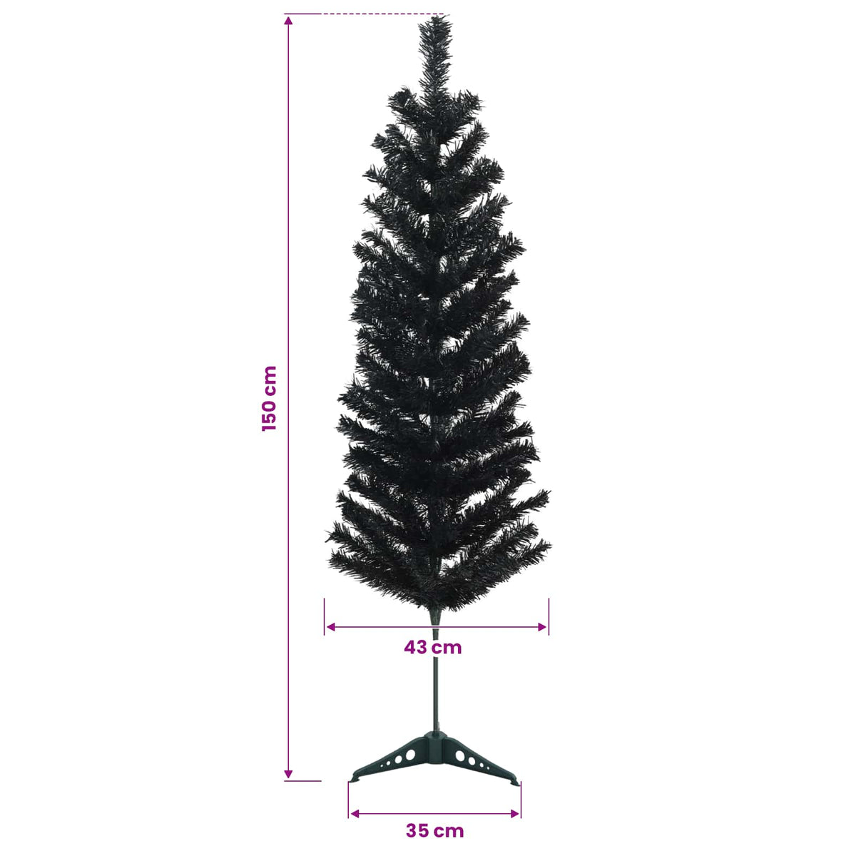 Dirbtinis lieknas Kalėdų medis 150 cm 150 LED Šilta balta