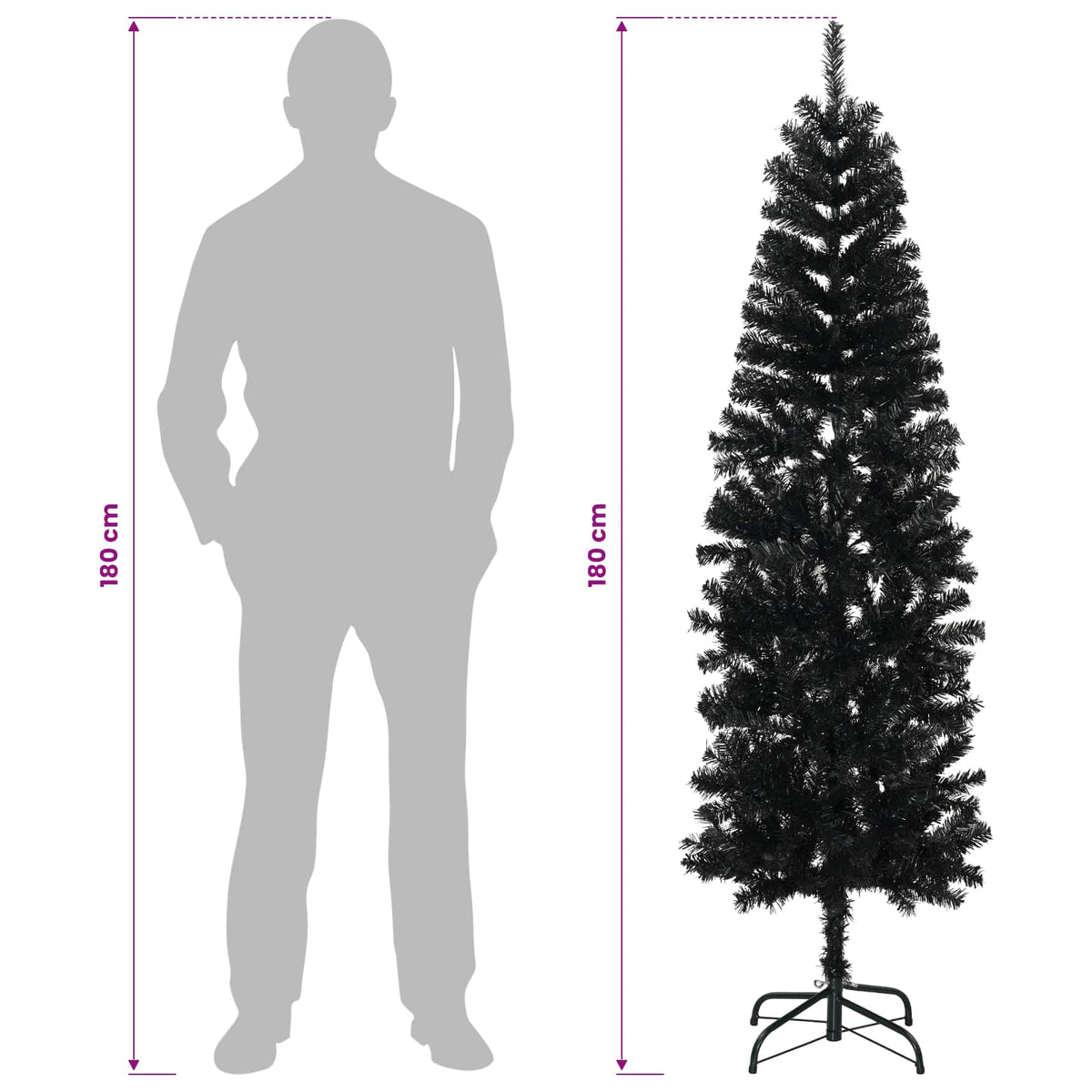 Dirbtinis lieknas Kalėdų medis 180 cm 300 LED Šilta balta