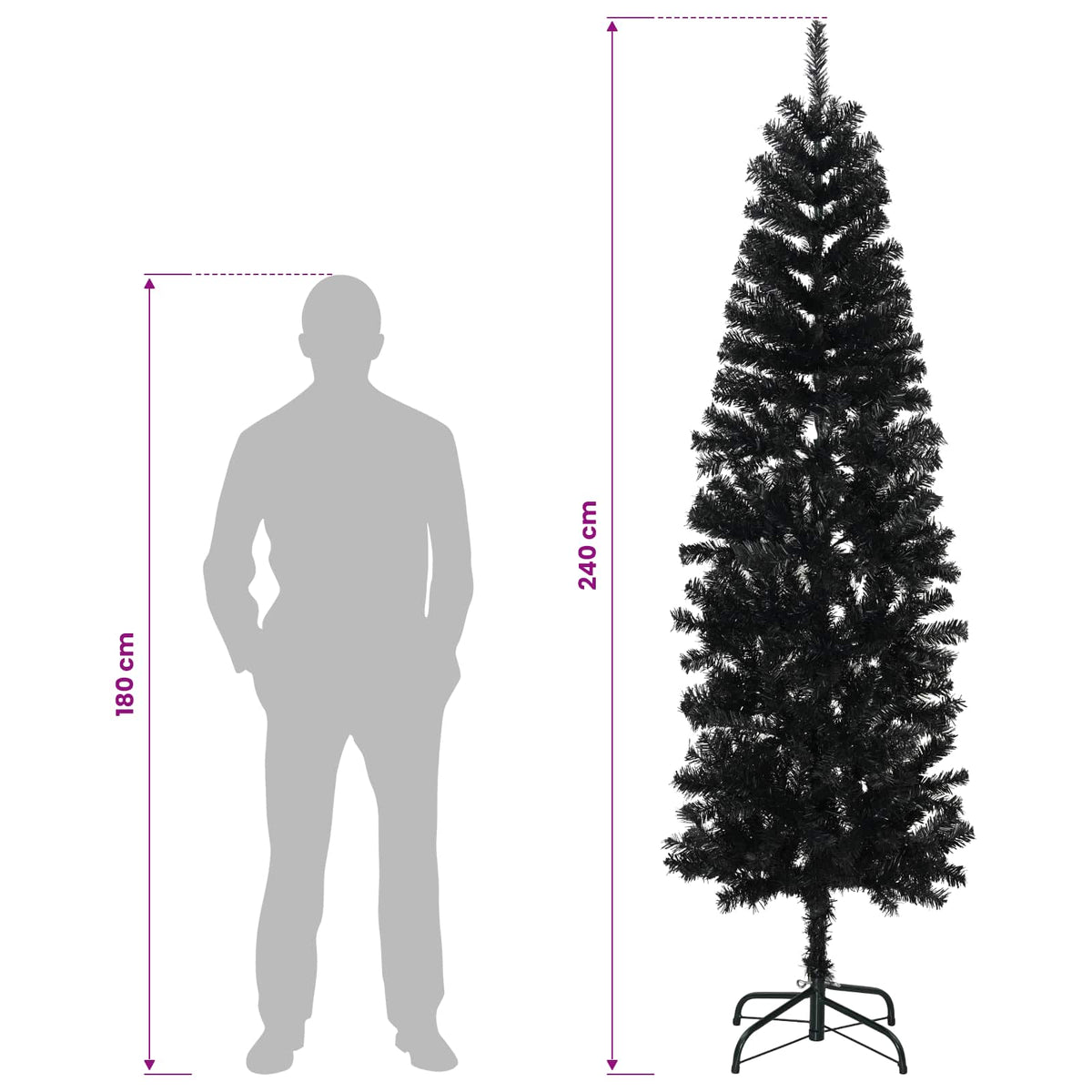 Dirbtinis lieknas Kalėdų medis 240 cm 300 LED Šilta balta