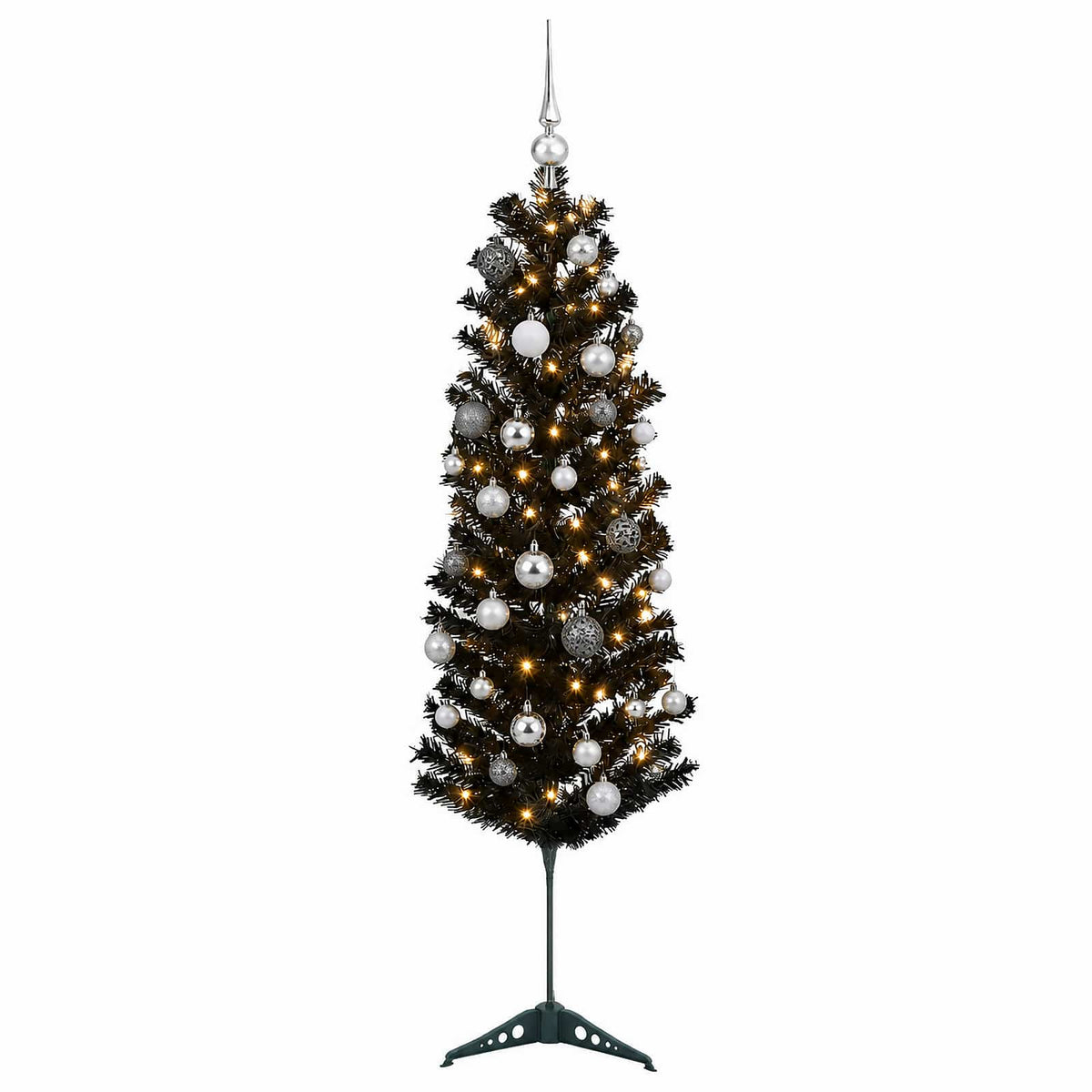 Dirbtinė siaura kalėdinė eglutė su žaisliuku 120 cm 150 LED