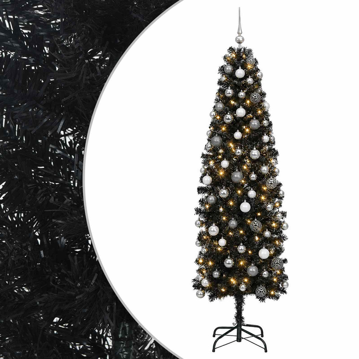 Dirbtinė siaura kalėdinė eglutė su žaisliuku 210 cm 300 LED