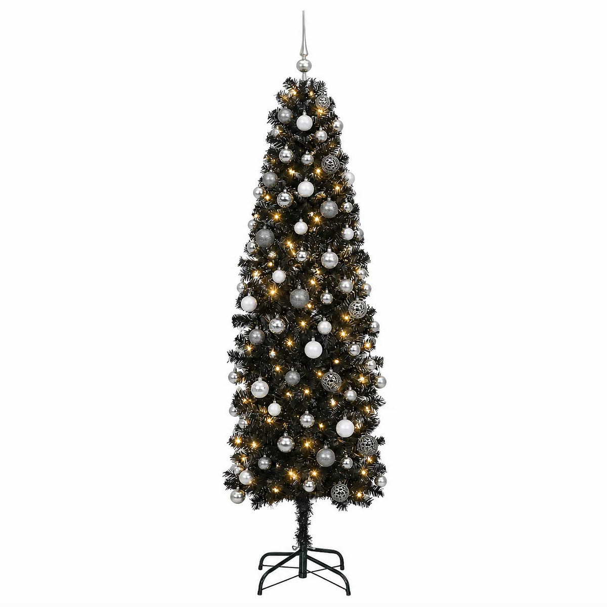 Dirbtinė siaura kalėdinė eglutė su žaisliuku 210 cm 300 LED