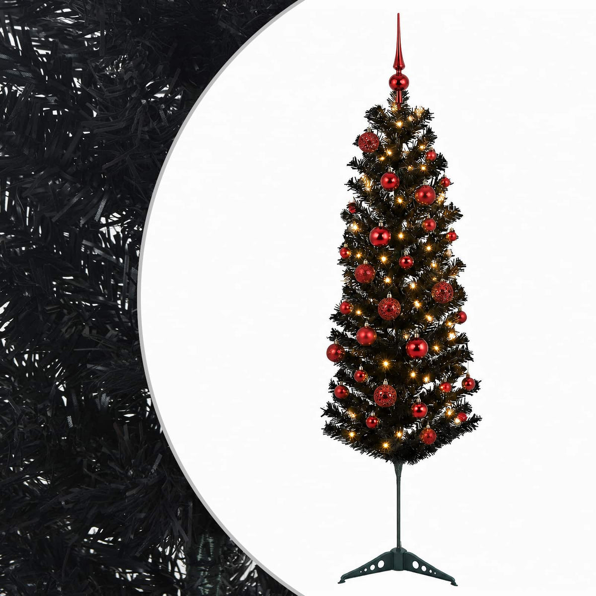 Dirbtinė siaura kalėdinė eglutė su žaisliuku 120 cm 150 LED