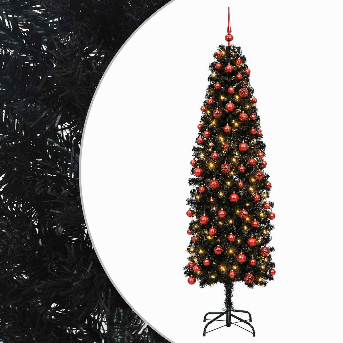 Dirbtinė siaura kalėdinė eglutė su žaisliuku 180 cm 300 LED