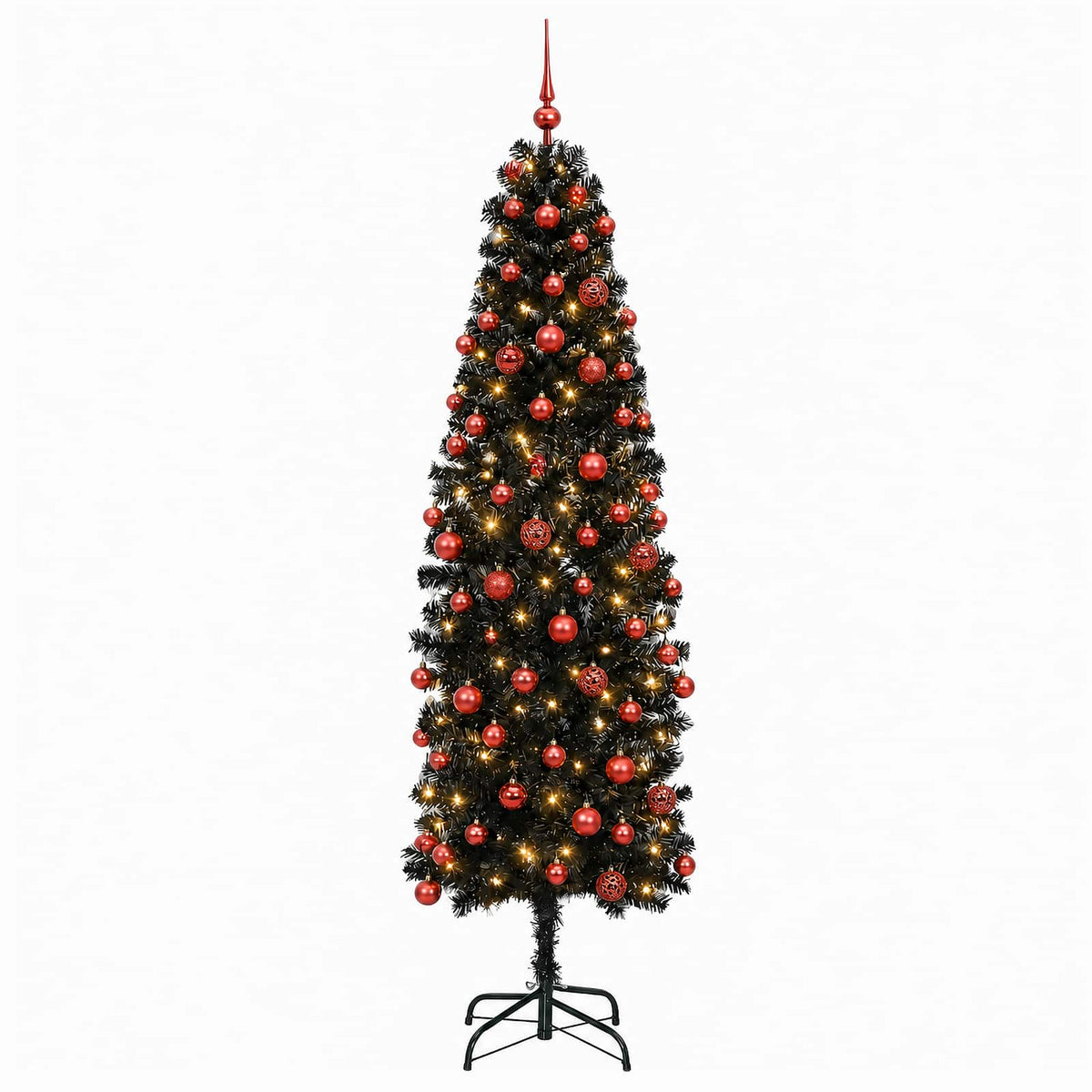 Dirbtinė siaura kalėdinė eglutė su žaisliuku 180 cm 300 LED