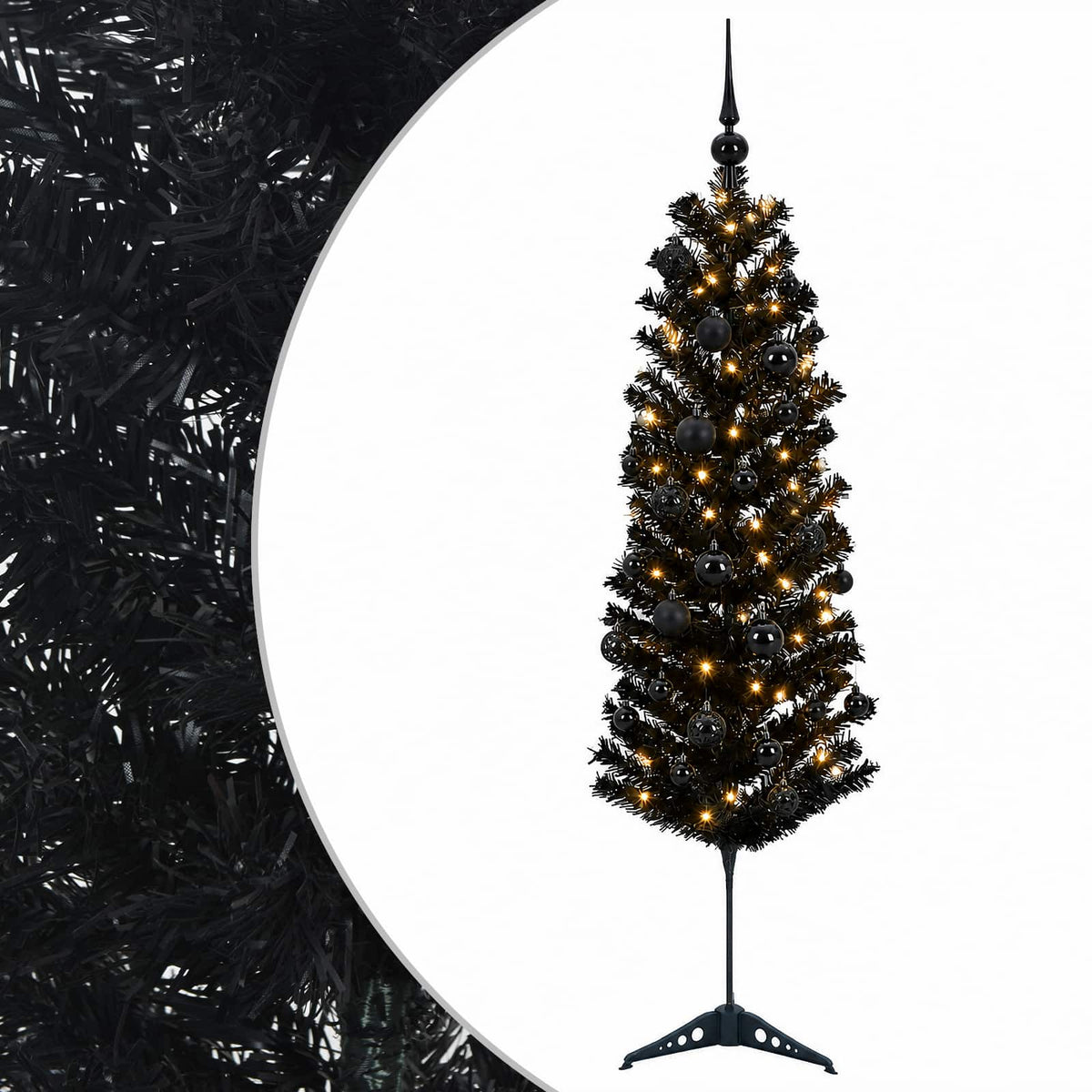 Dirbtinė siaura kalėdinė eglutė su žaisliuku 120 cm 150 LED