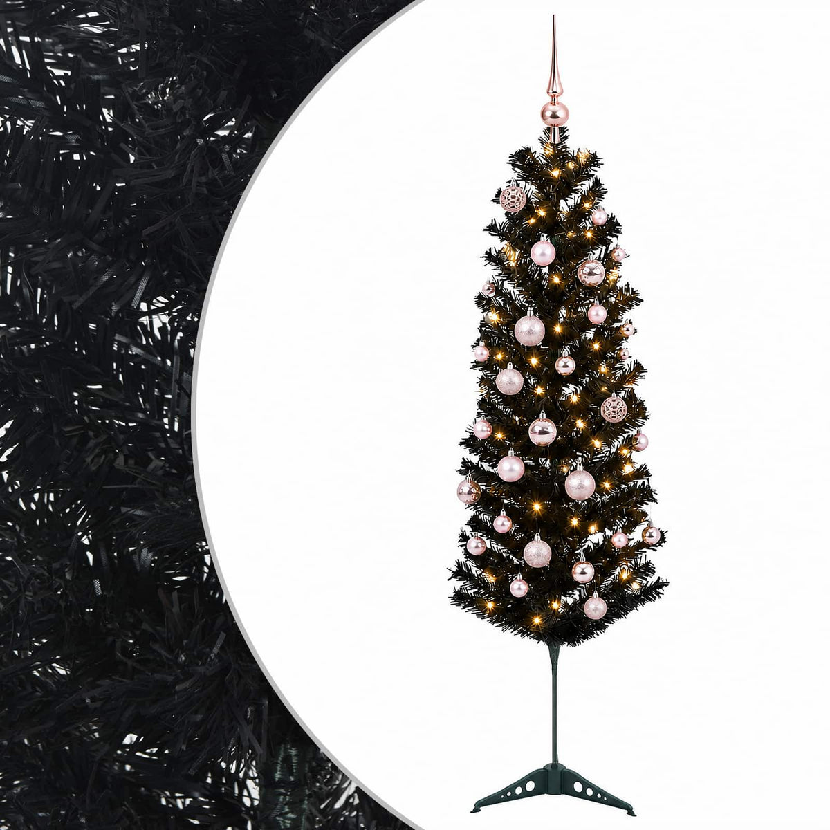 Dirbtinė siaura kalėdinė eglutė su žaisliuku 120 cm 150 LED