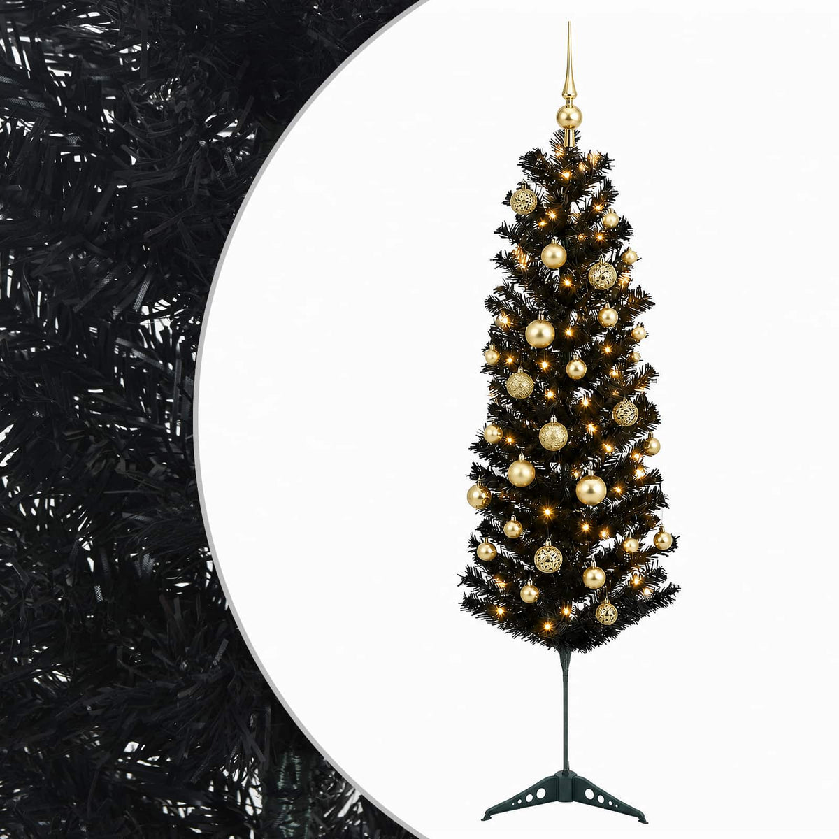 Dirbtinė siaura kalėdinė eglutė su žaisliuku 120 cm 150 LED