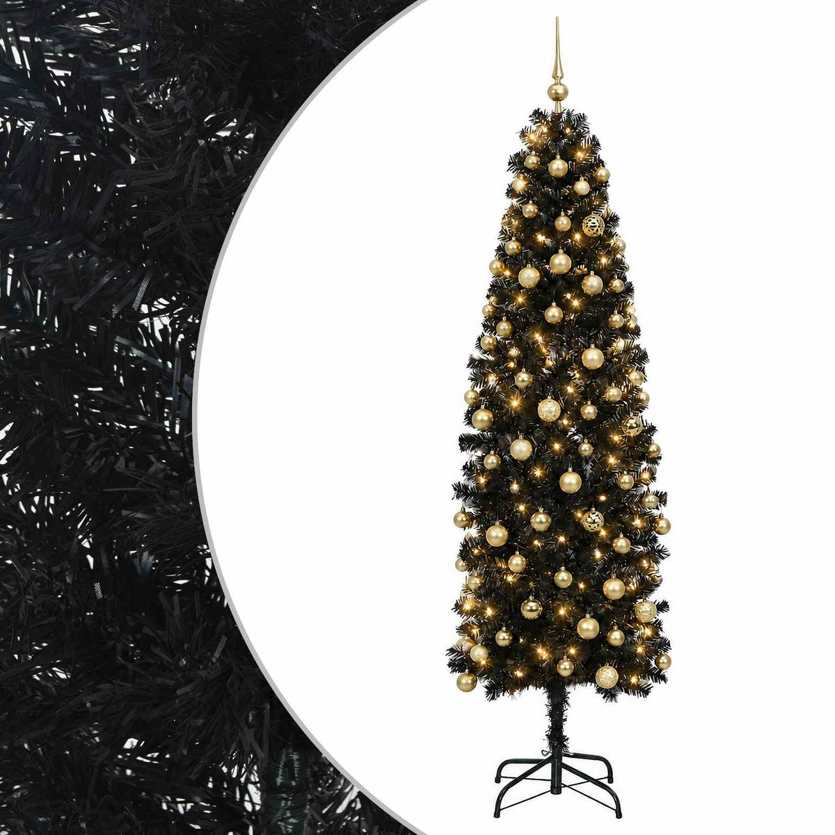 Dirbtinė siaura kalėdinė eglutė su žaisliuku 210 cm 300 LED