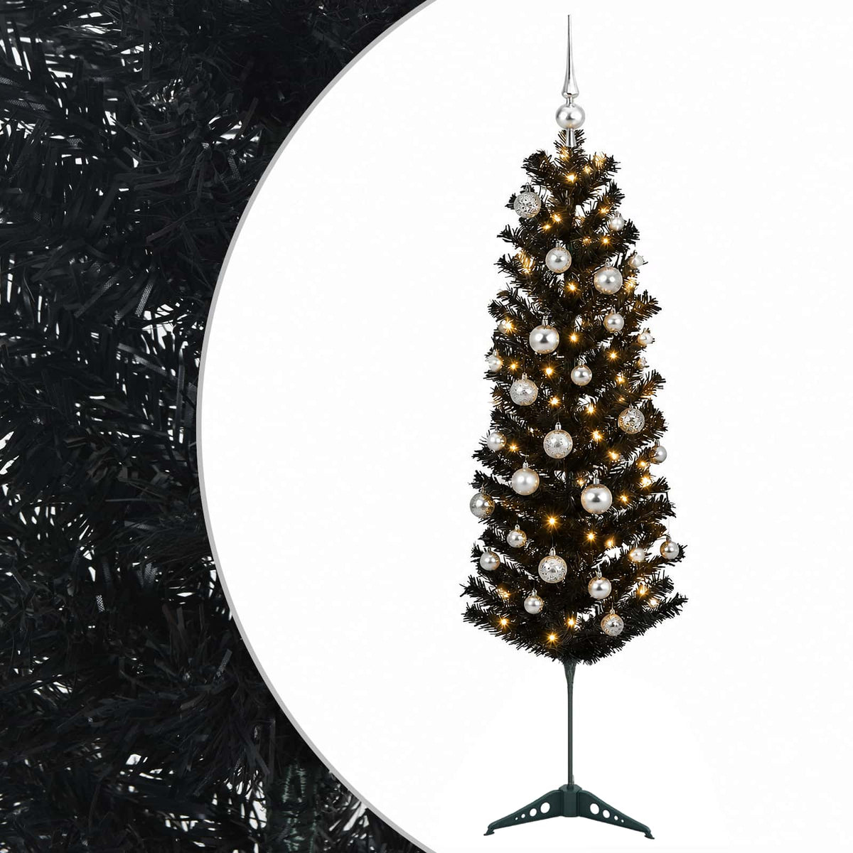Dirbtinė siaura kalėdinė eglutė su žaisliuku 120 cm 150 LED