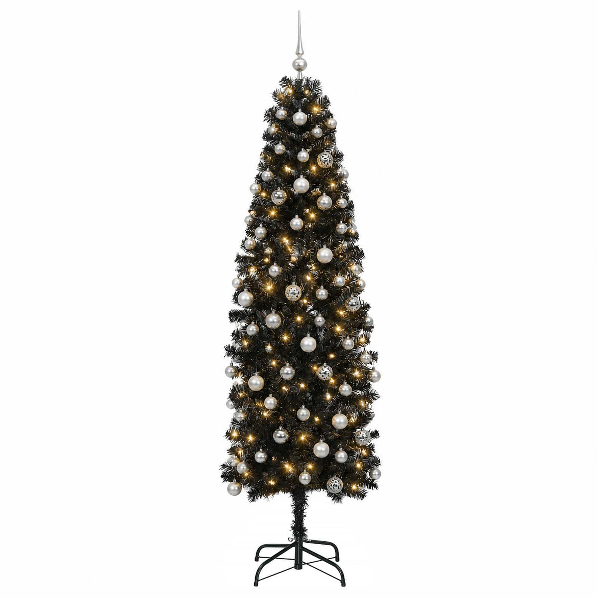 Dirbtinė siaura kalėdinė eglutė su žaisliuku 210 cm 300 LED