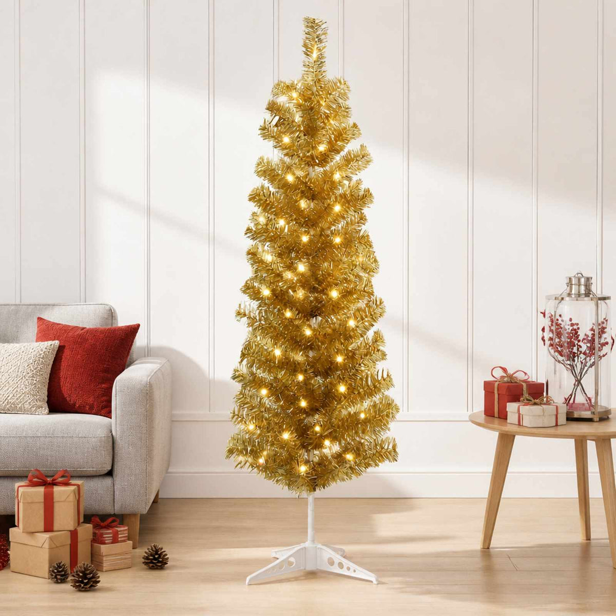 Dirbtinis lieknas Kalėdų medis 150 cm 150 LED Šilta balta