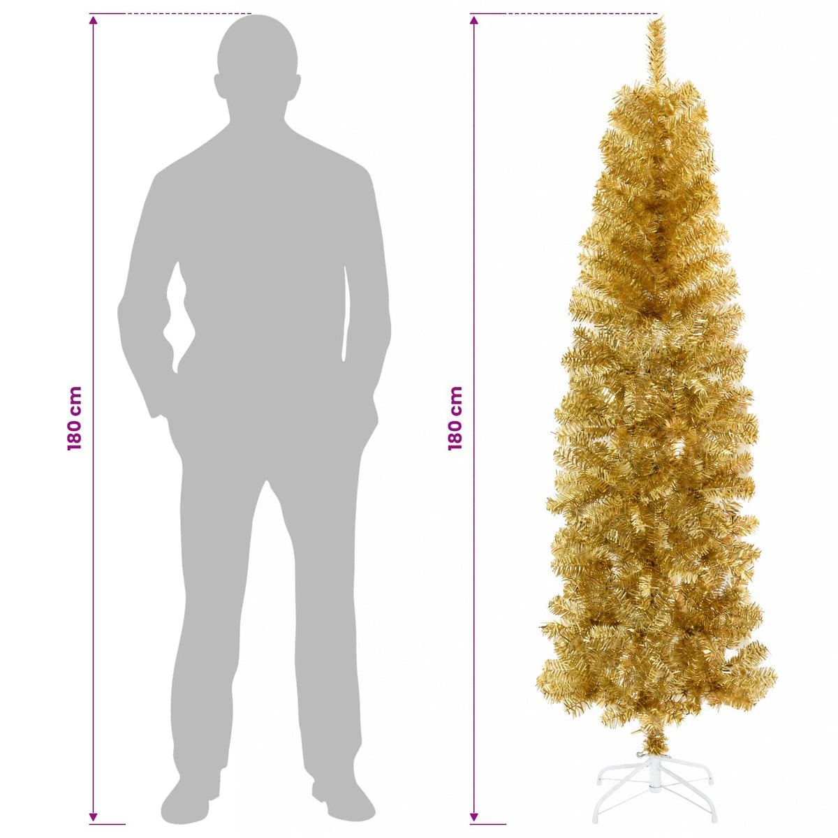 Dirbtinis lieknas Kalėdų medis 180 cm 300 LED Šilta balta