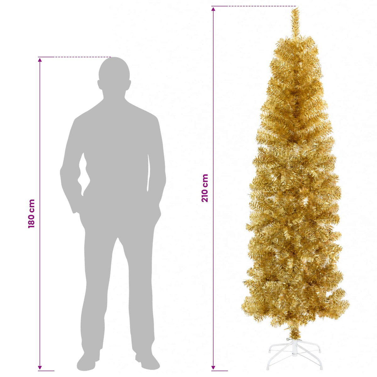 Dirbtinis lieknas Kalėdų medis 210 cm 300 LED Šilta balta