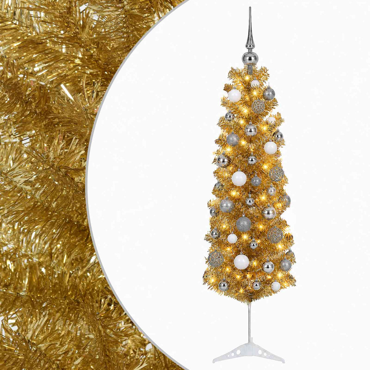 Dirbtinė liekna Kalėdų eglutė su burbulais 120 cm 150 LED