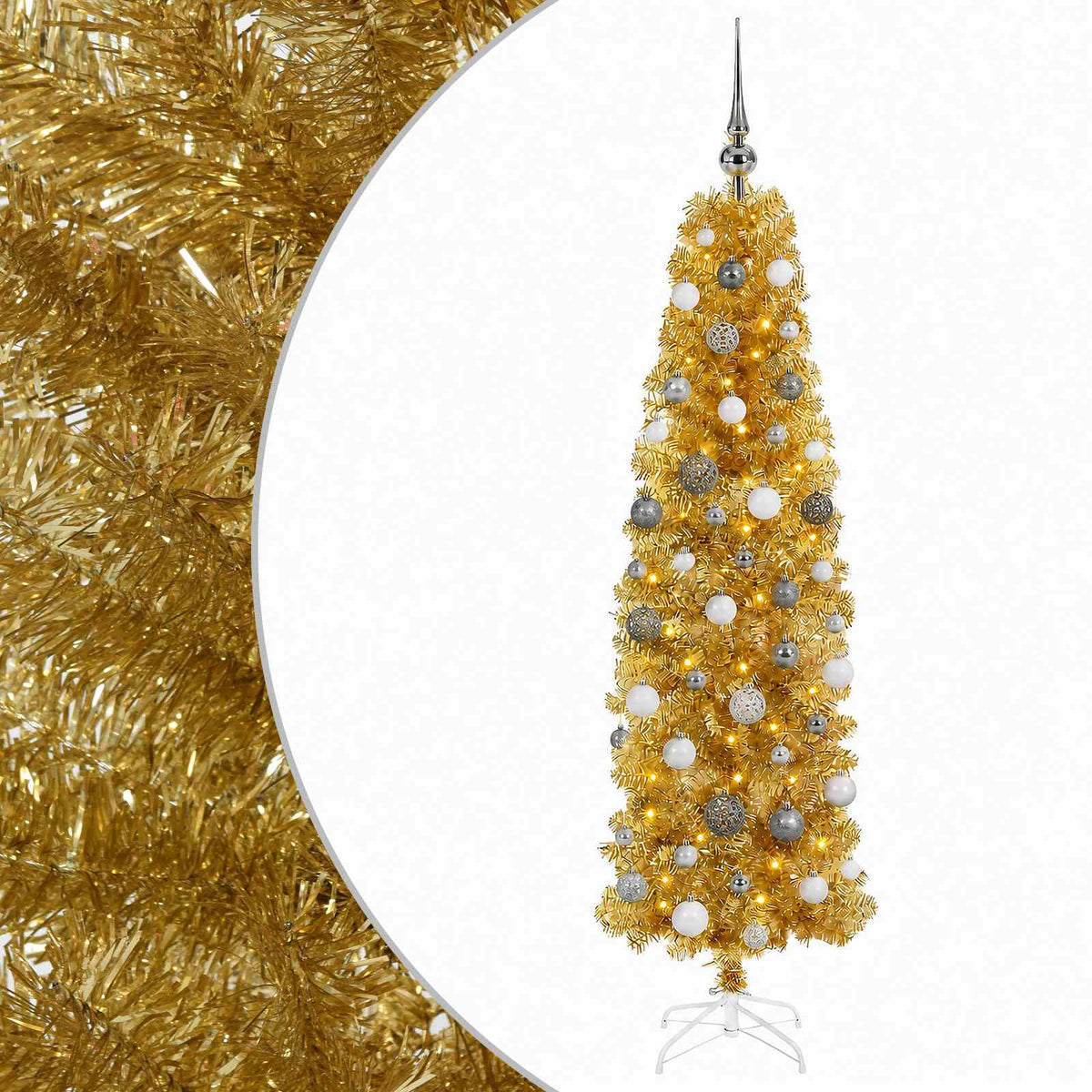 Dirbtinė liekna Kalėdų eglutė su burbulais 210 cm 300 LED