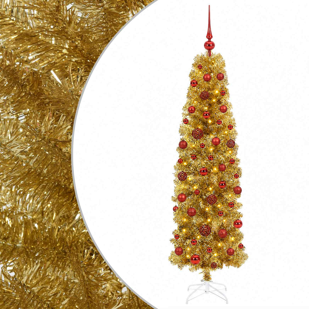 Dirbtinė liekna Kalėdų eglutė su burbulais 210 cm 300 LED