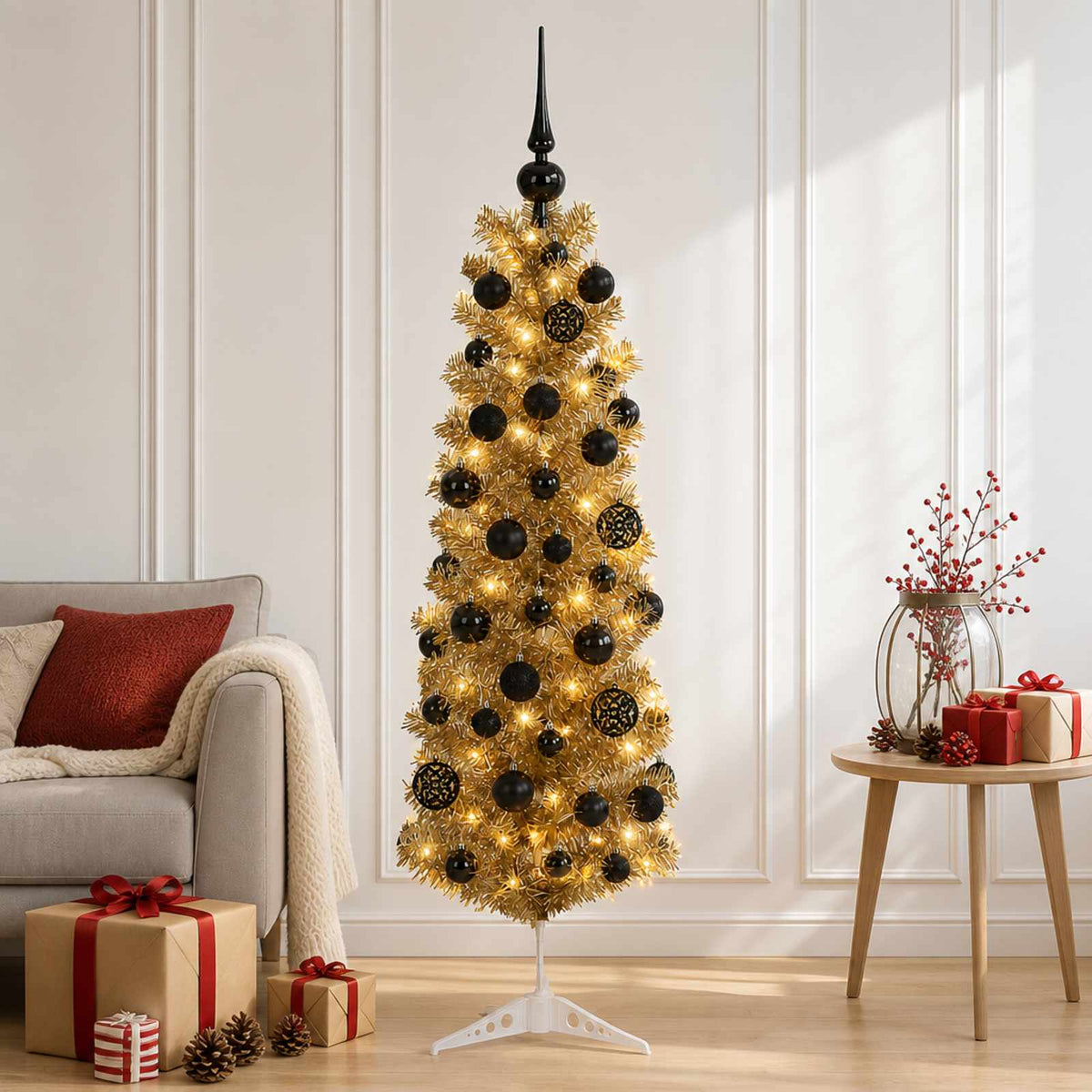 Dirbtinė liekna Kalėdų eglutė su burbulais 120 cm 150 LED