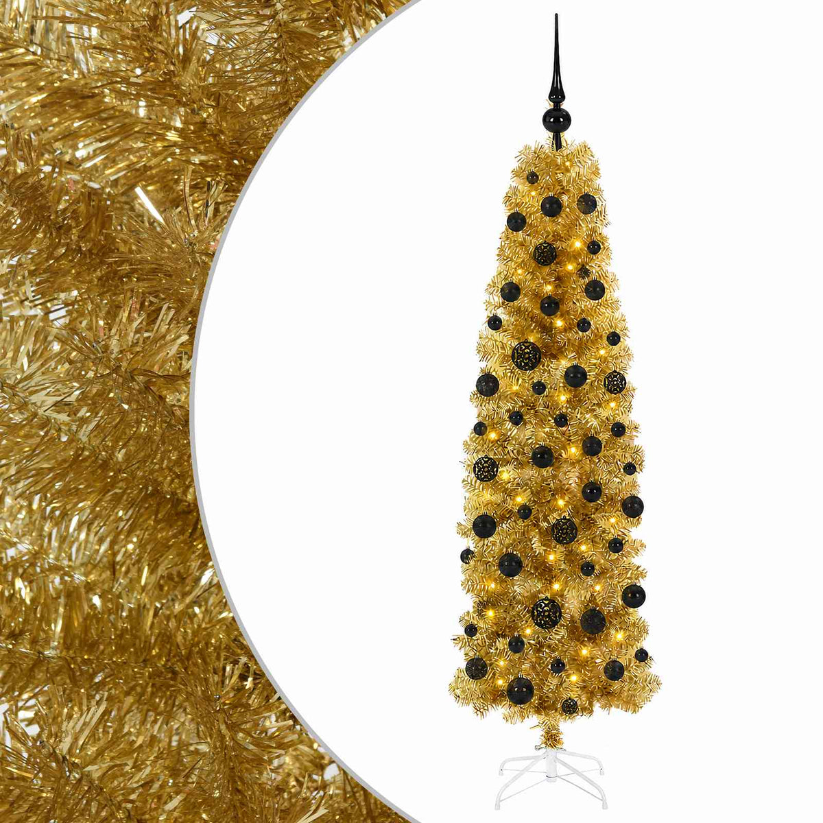 Dirbtinė liekna Kalėdų eglutė su burbulais 210 cm 300 LED