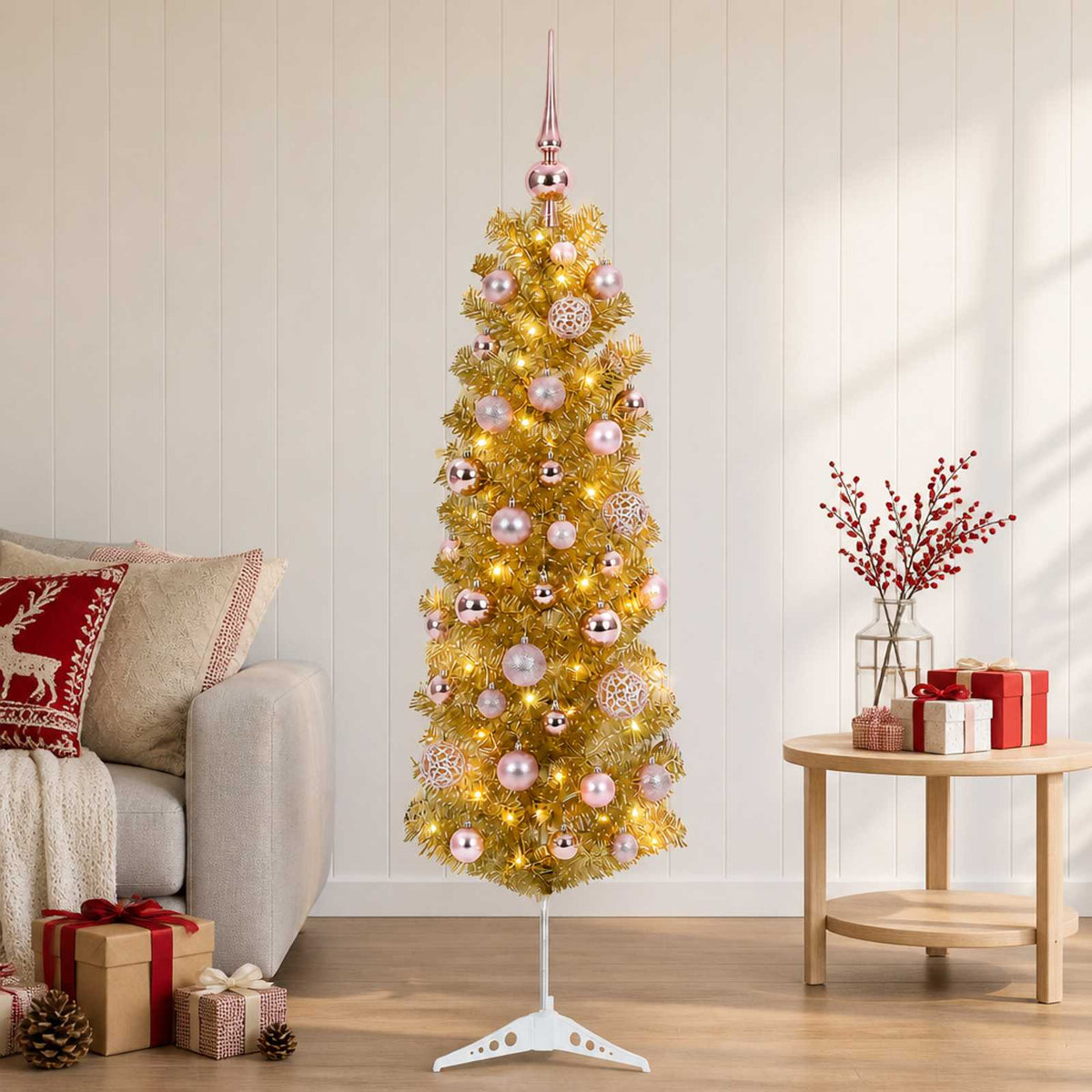 Dirbtinė liekna Kalėdų eglutė su burbulais 150 cm 150 LED