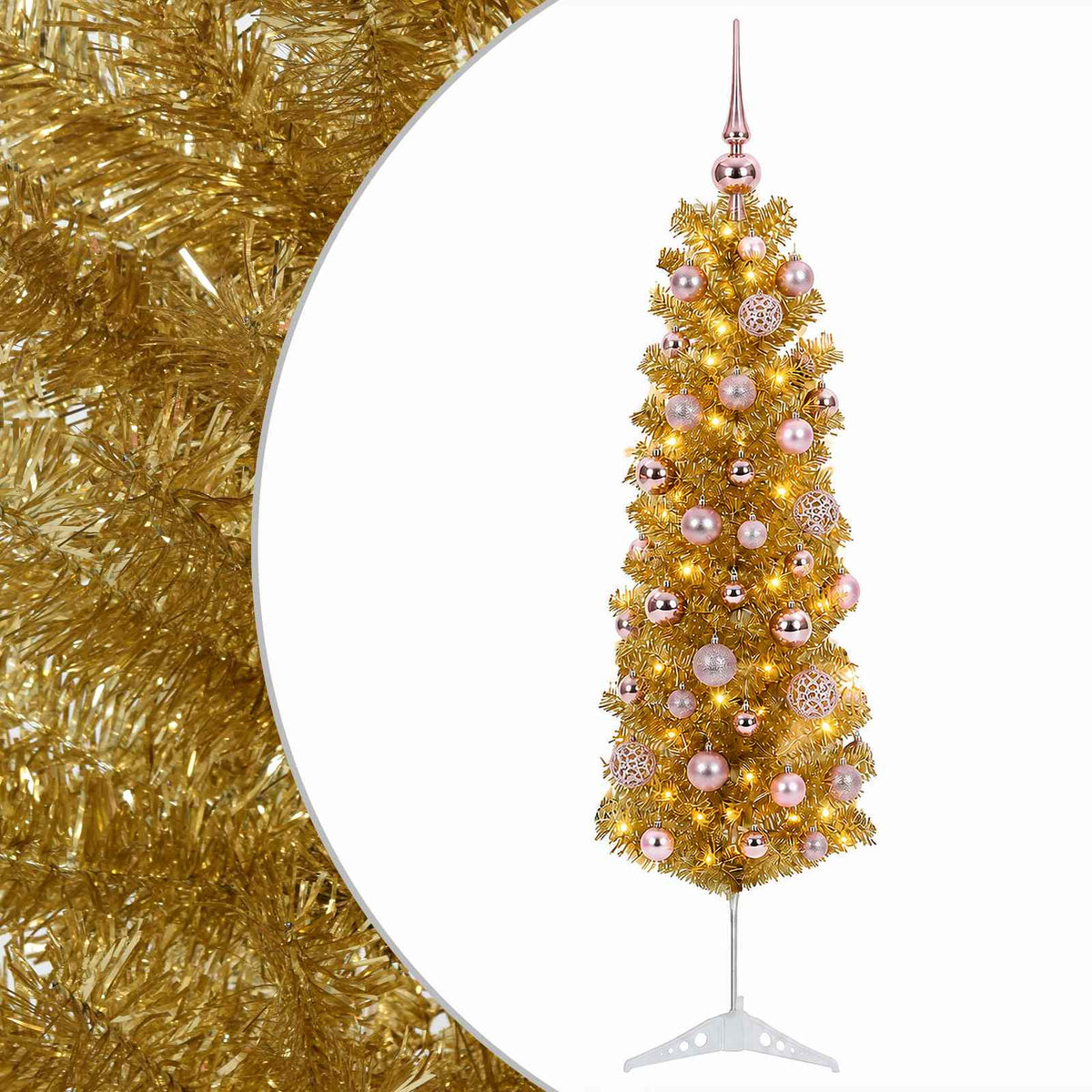 Dirbtinė liekna Kalėdų eglutė su burbulais 120 cm 150 LED