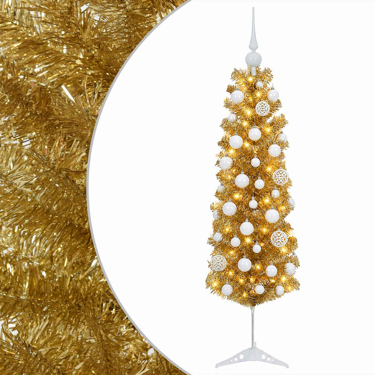 Dirbtinė liekna Kalėdų eglutė su burbulais 120 cm 150 LED