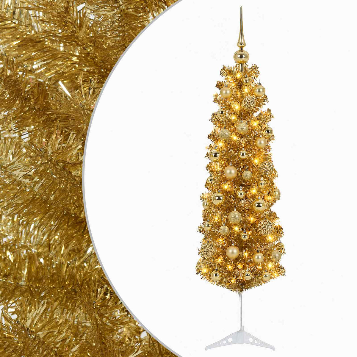 Dirbtinė liekna Kalėdų eglutė su burbulais 150 cm 150 LED