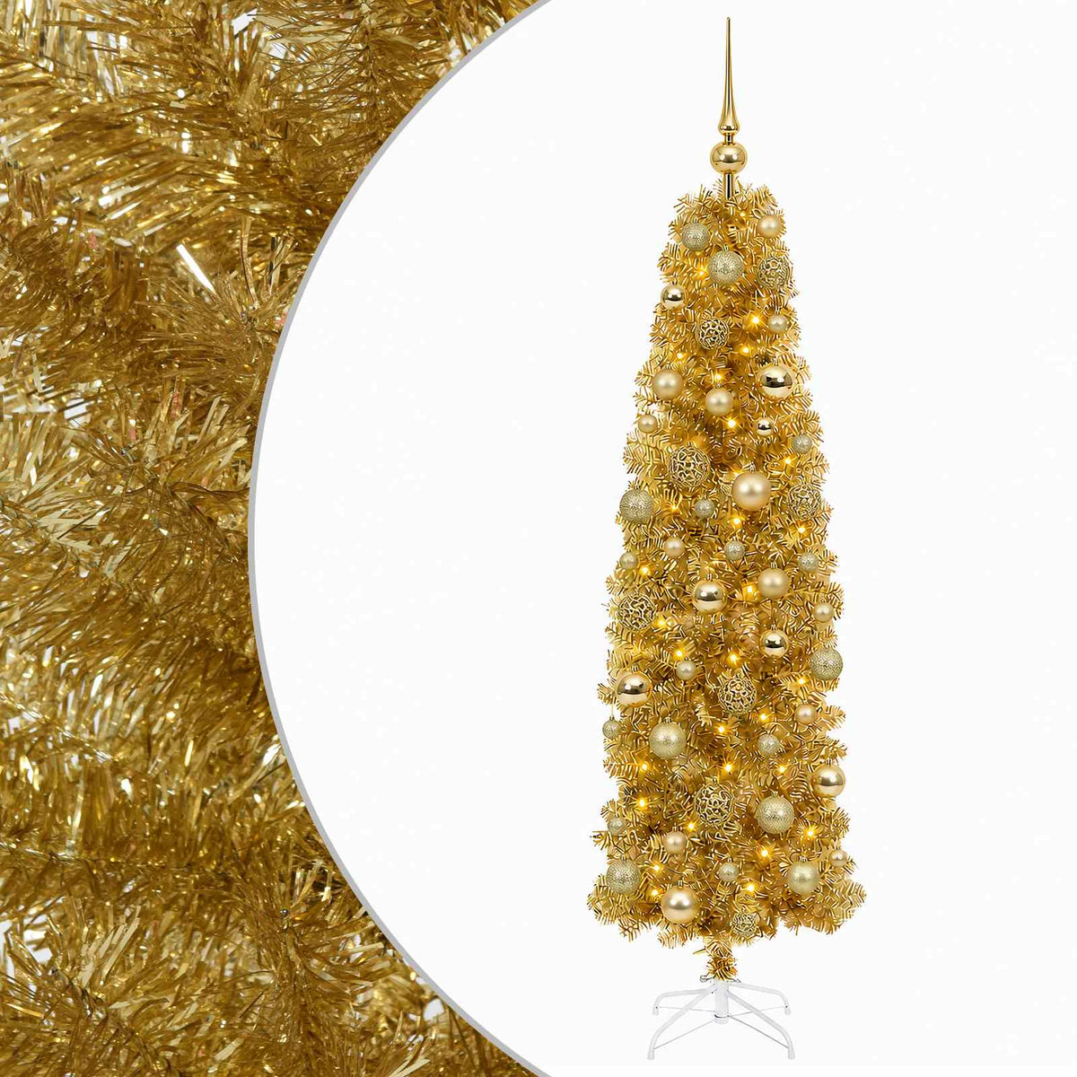 Dirbtinė liekna Kalėdų eglutė su burbulais 180 cm 300 LED