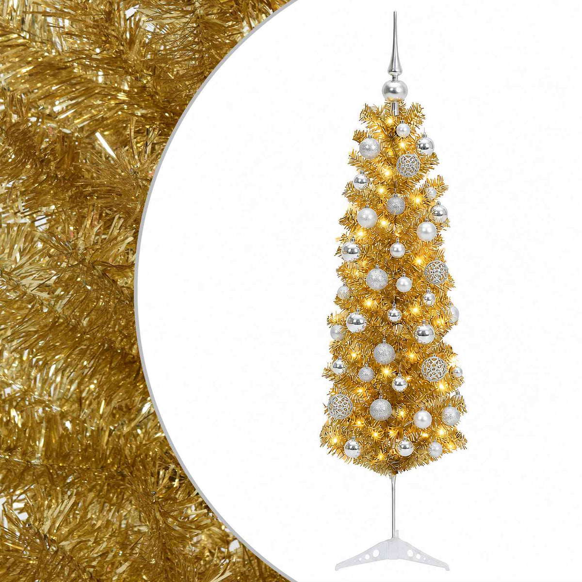 Dirbtinė liekna Kalėdų eglutė su burbulais 120 cm 150 LED