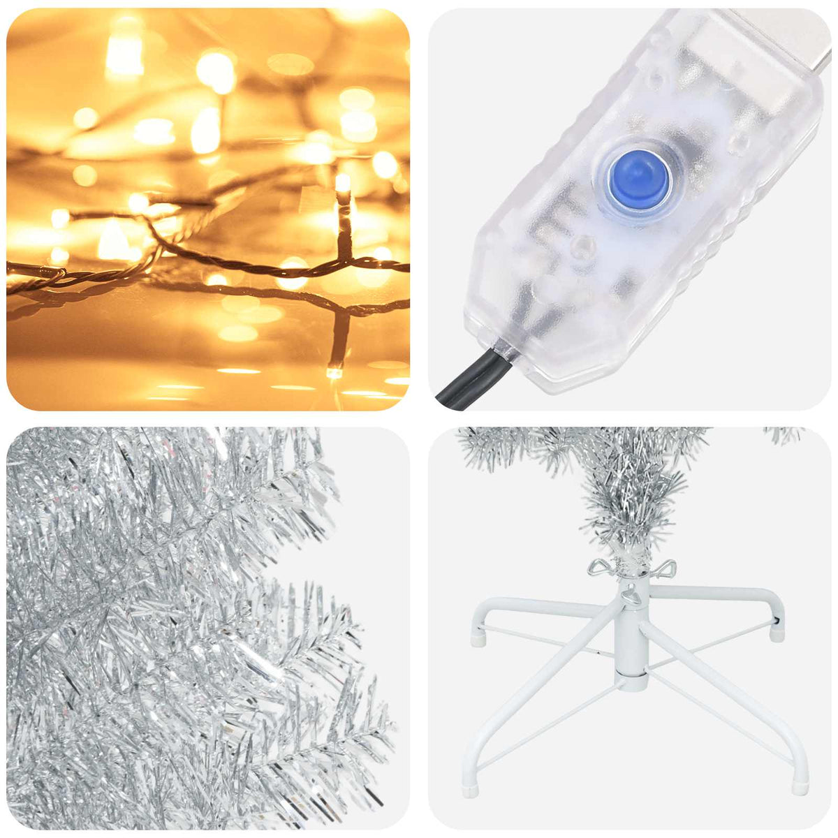 Dirbtinis lieknas Kalėdų medis 180 cm 300 LED Šilta balta