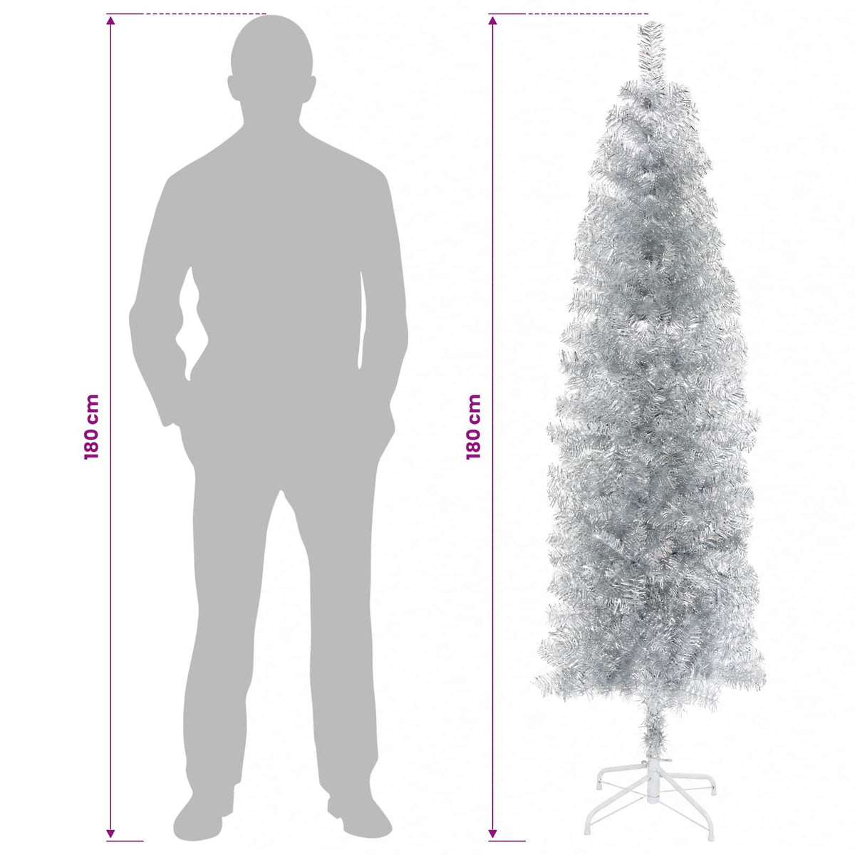 Dirbtinis lieknas Kalėdų medis 180 cm 300 LED Šilta balta
