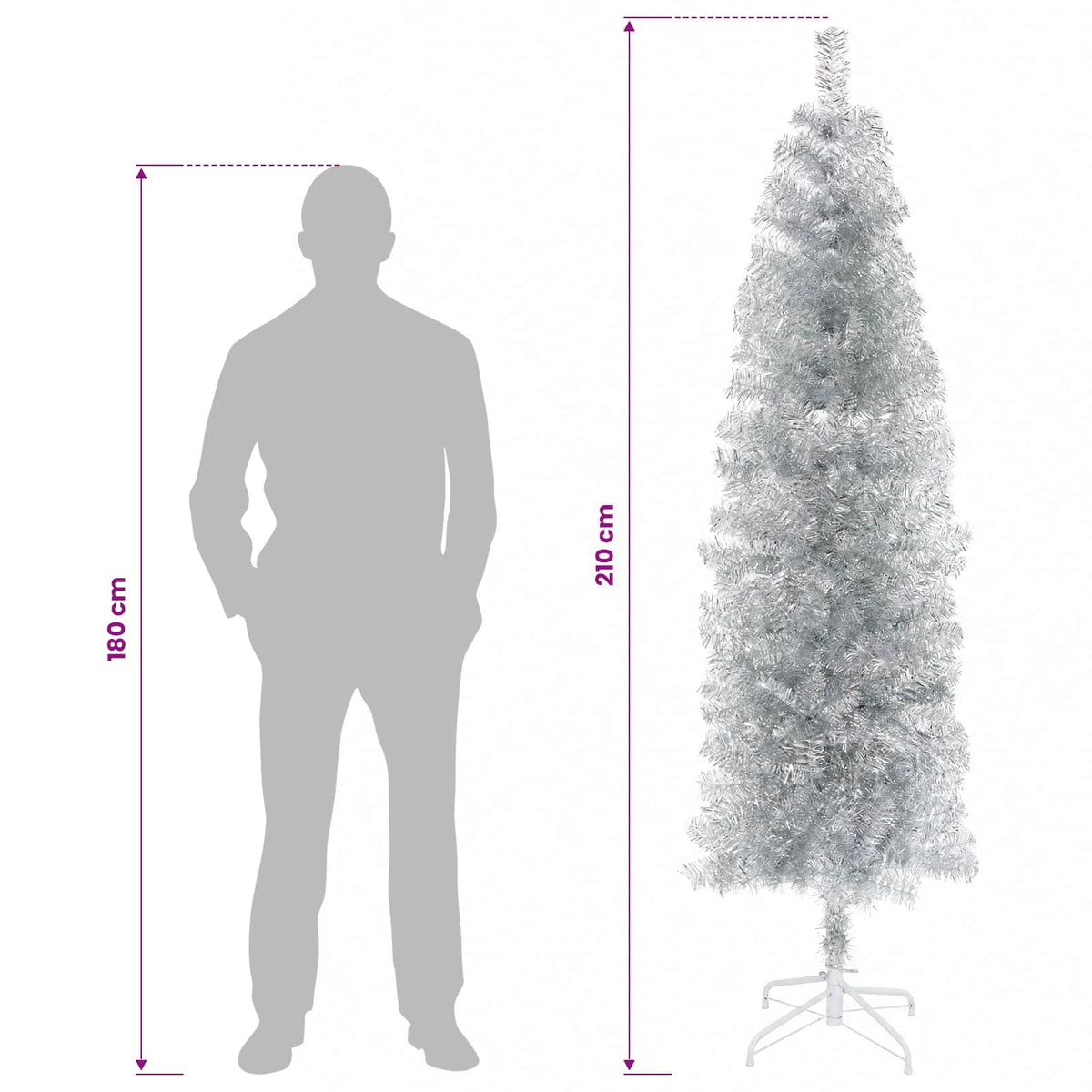 Dirbtinis lieknas Kalėdų medis 210 cm 300 LED Šilta balta