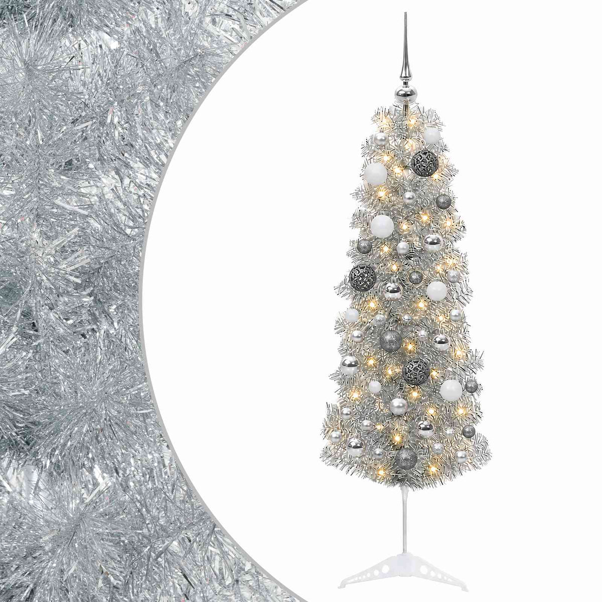 Dirbtinė siaura kalėdinė eglutė su žaisliuku 150 cm 150 LED