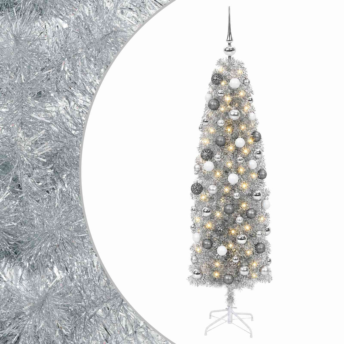 Dirbtinė siaura kalėdinė eglutė su žaisliuku 240 cm 300 LED