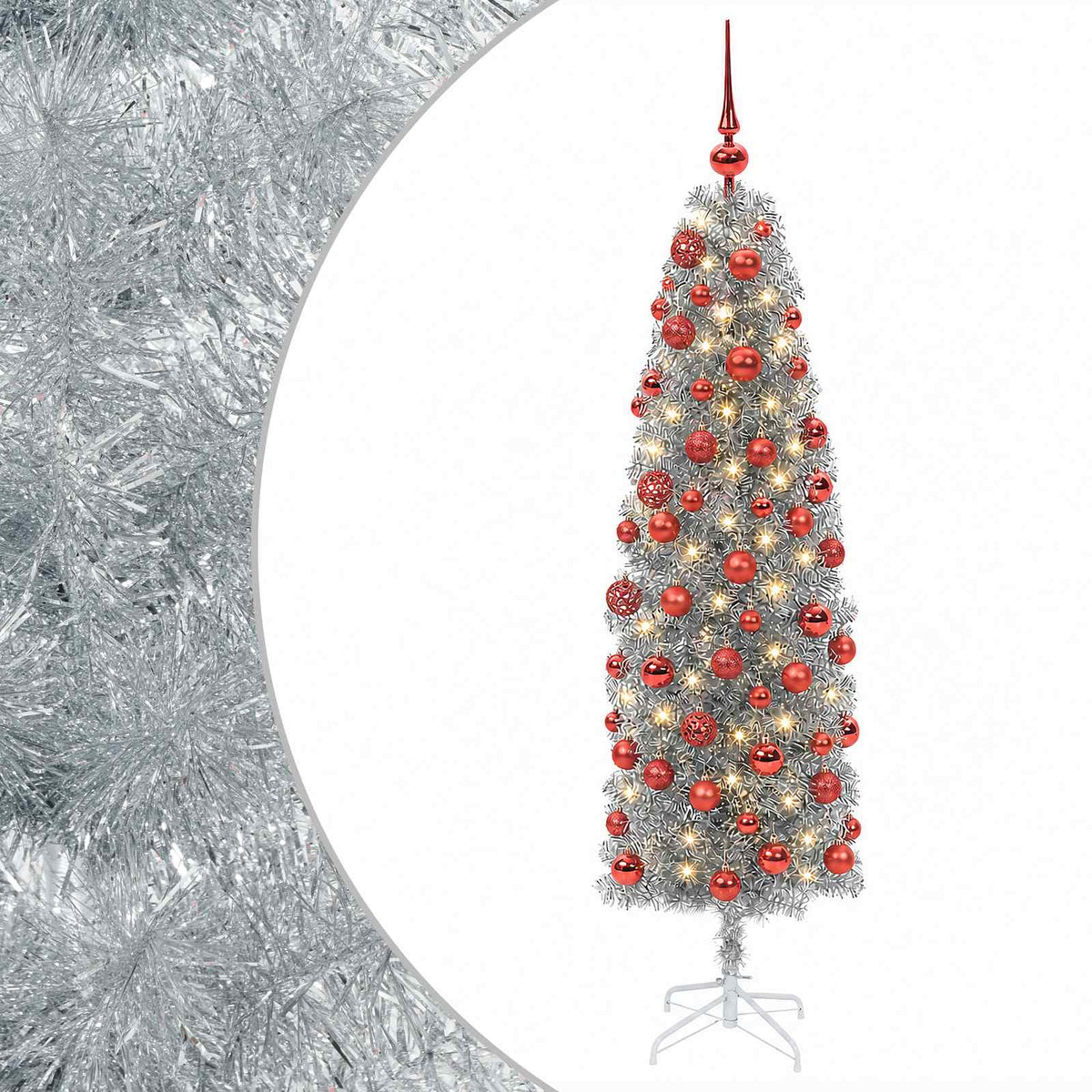 Dirbtinė siaura kalėdinė eglutė su žaisliuku 240 cm 300 LED