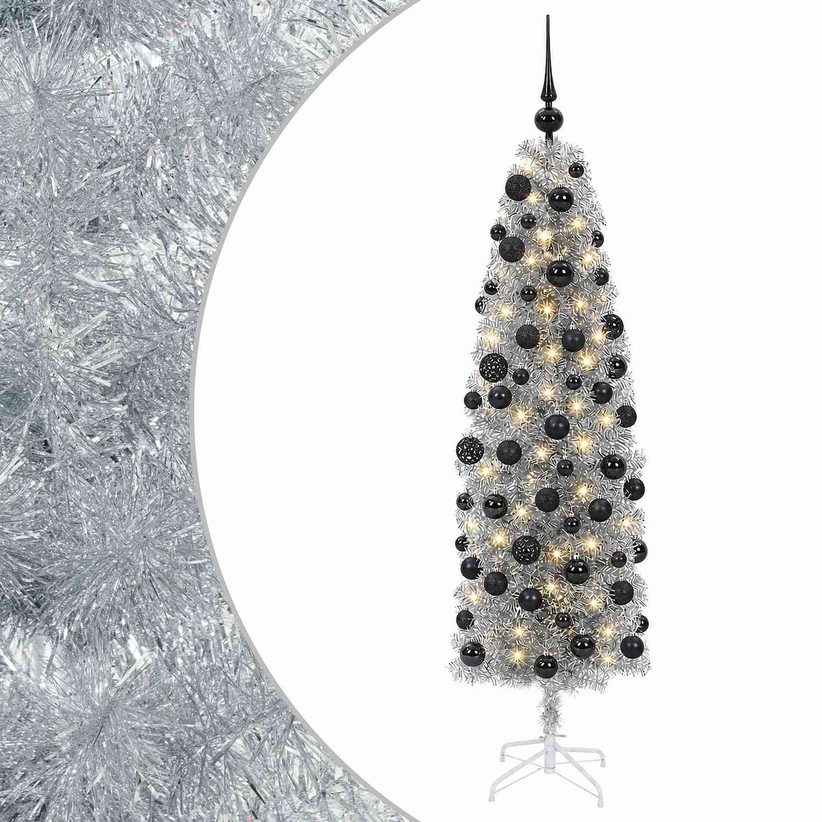 Dirbtinė siaura kalėdinė eglutė su žaisliuku 240 cm 300 LED