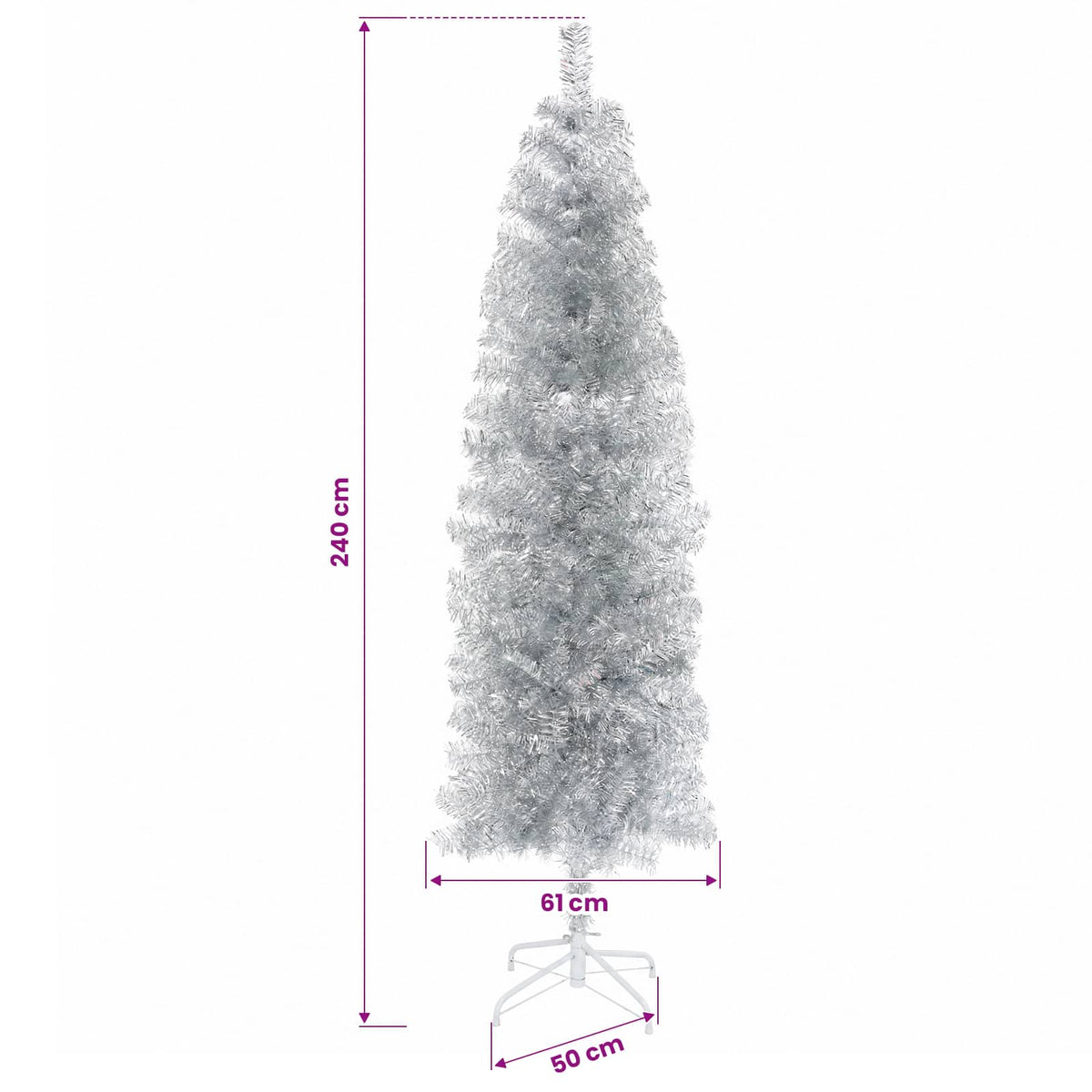 Dirbtinė siaura kalėdinė eglutė su žaisliuku 240 cm 300 LED