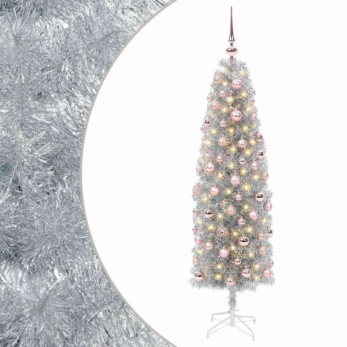 Dirbtinė siaura kalėdinė eglutė su žaisliuku 240 cm 300 LED