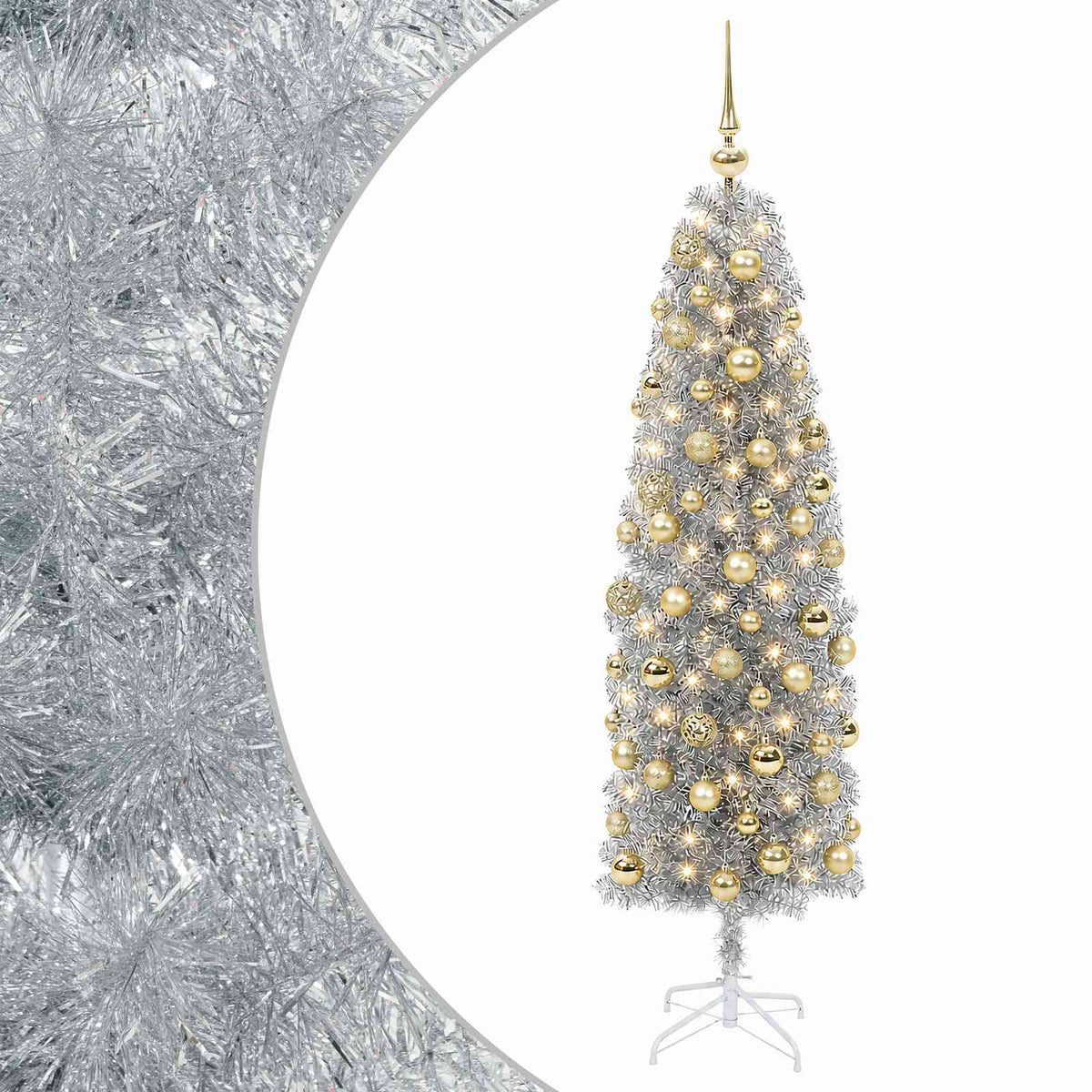Dirbtinė siaura kalėdinė eglutė su žaisliuku 180 cm 300 LED