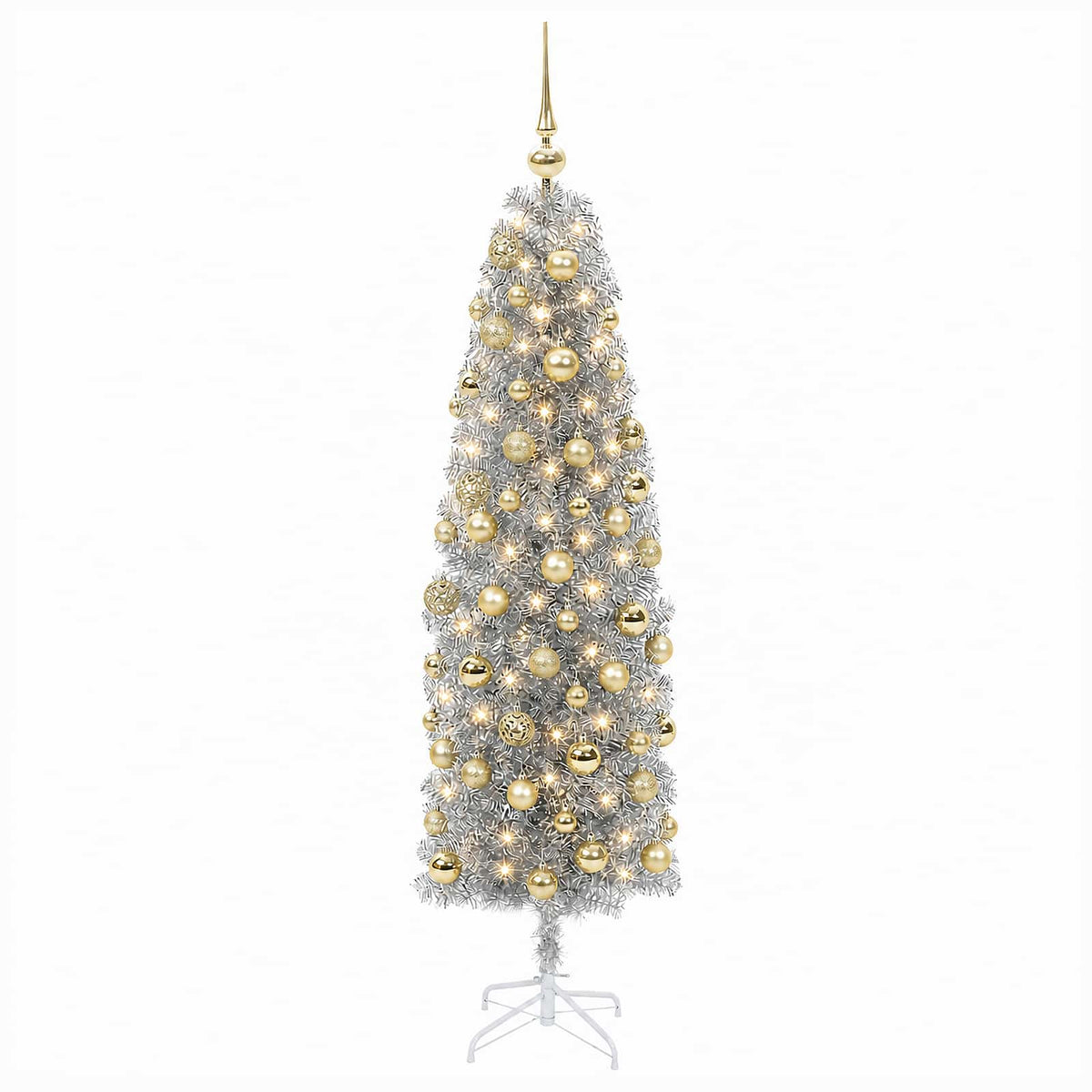 Dirbtinė siaura kalėdinė eglutė su žaisliuku 240 cm 300 LED