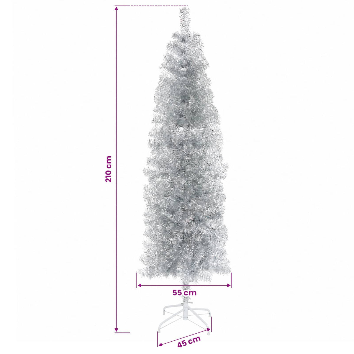 Dirbtinė siaura kalėdinė eglutė su žaisliuku 210 cm 300 LED