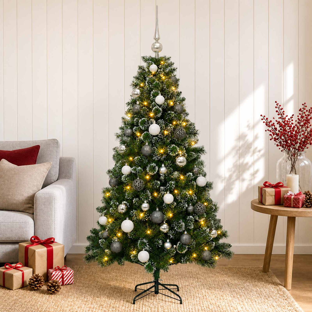 Dirbtinė kalėdinė eglutė su rutuliuku 150 cm 150 LED