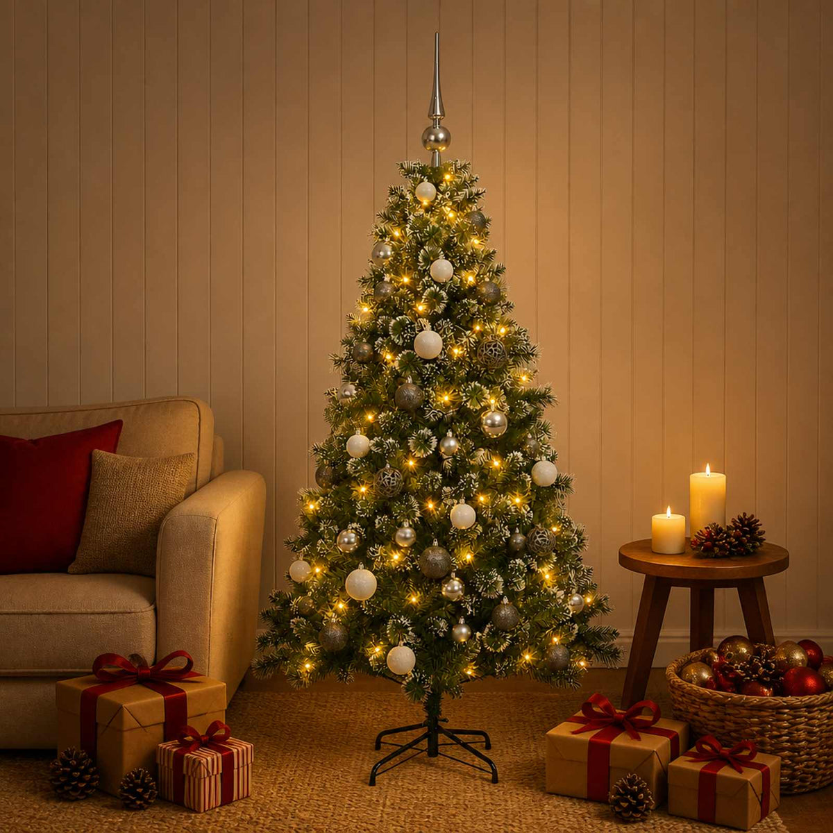 Dirbtinė kalėdinė eglutė su rutuliuku 150 cm 150 LED