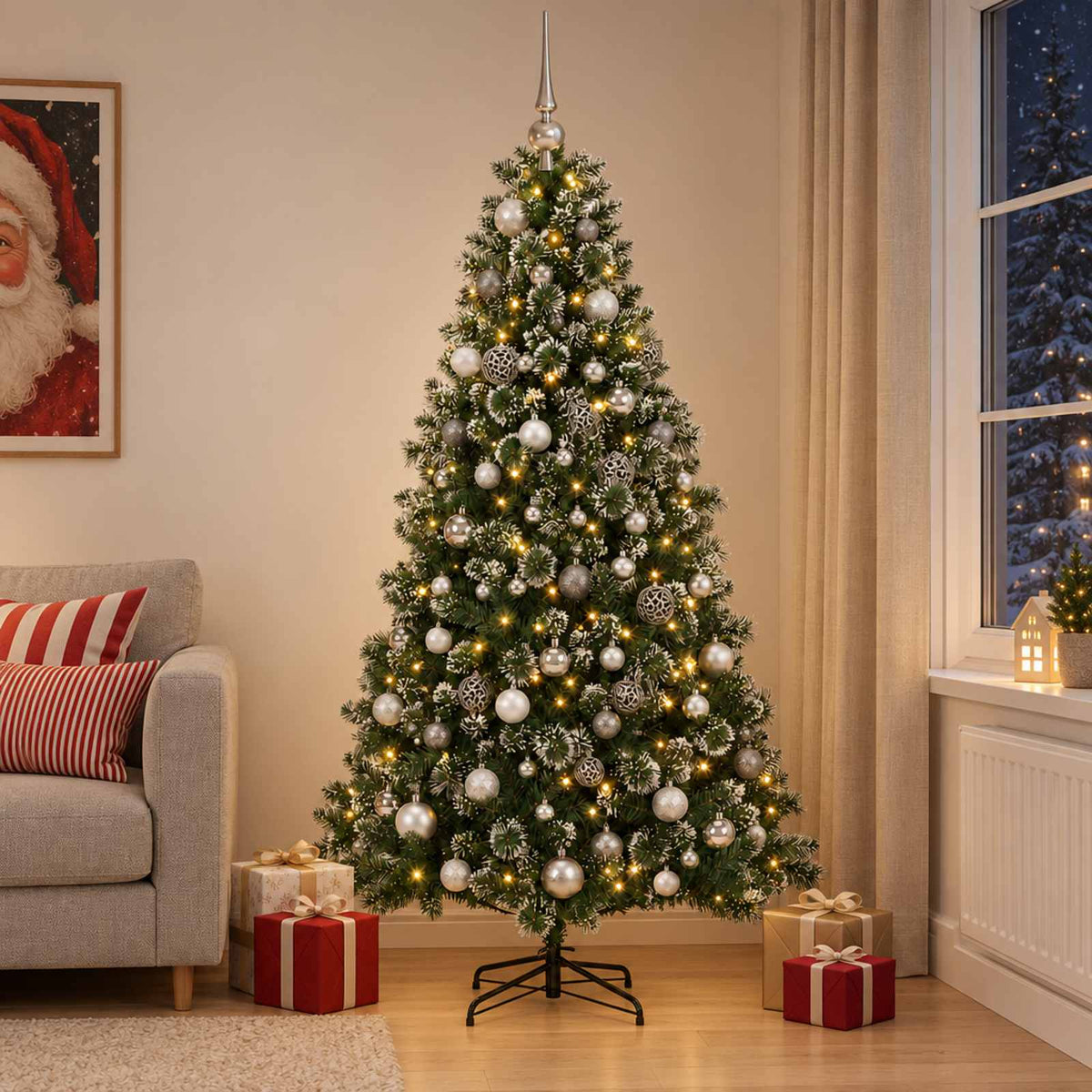 Dirbtinė kalėdinė eglutė su rutuliuku 180 cm 300 LED