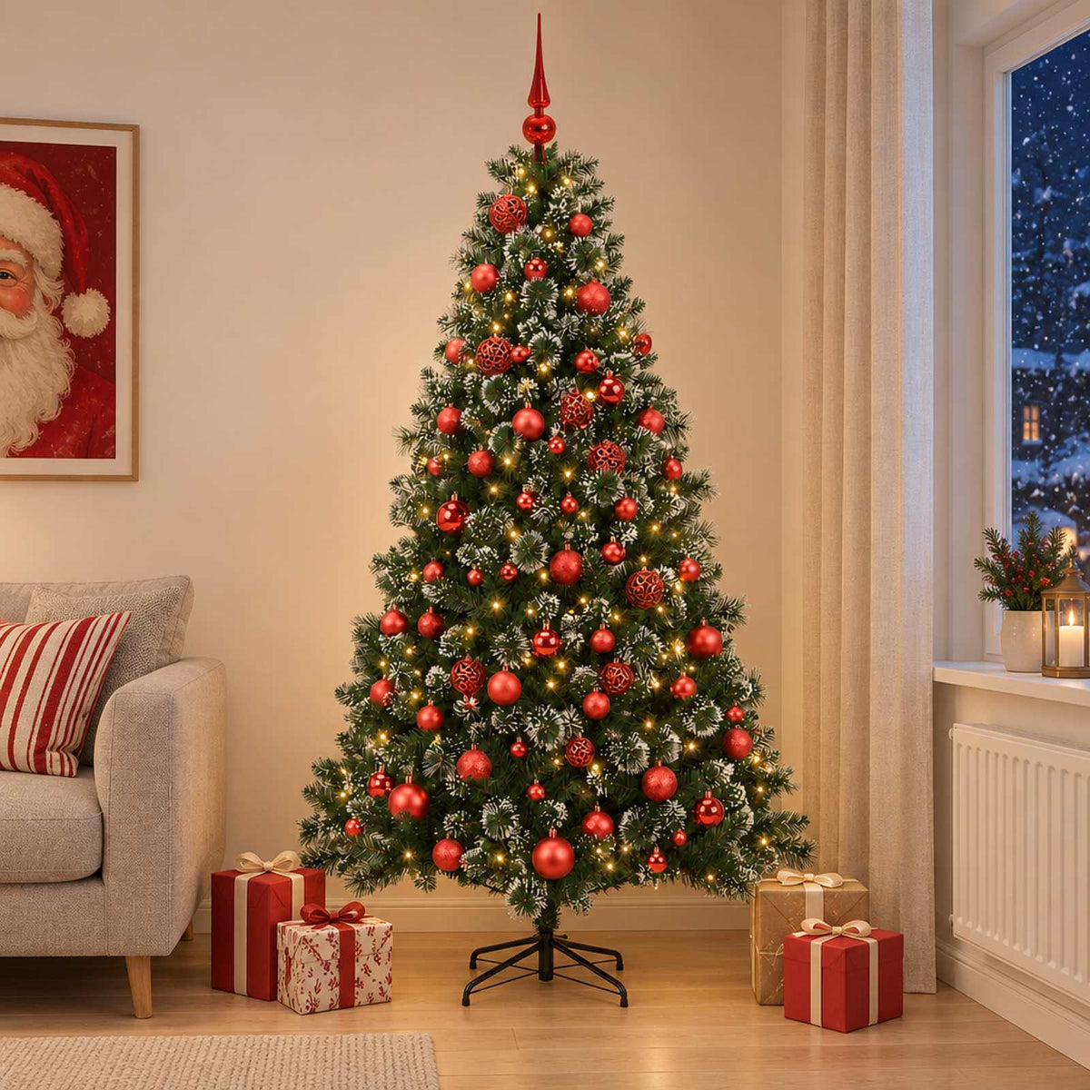Dirbtinė kalėdinė eglutė su rutuliuku 180 cm 300 LED