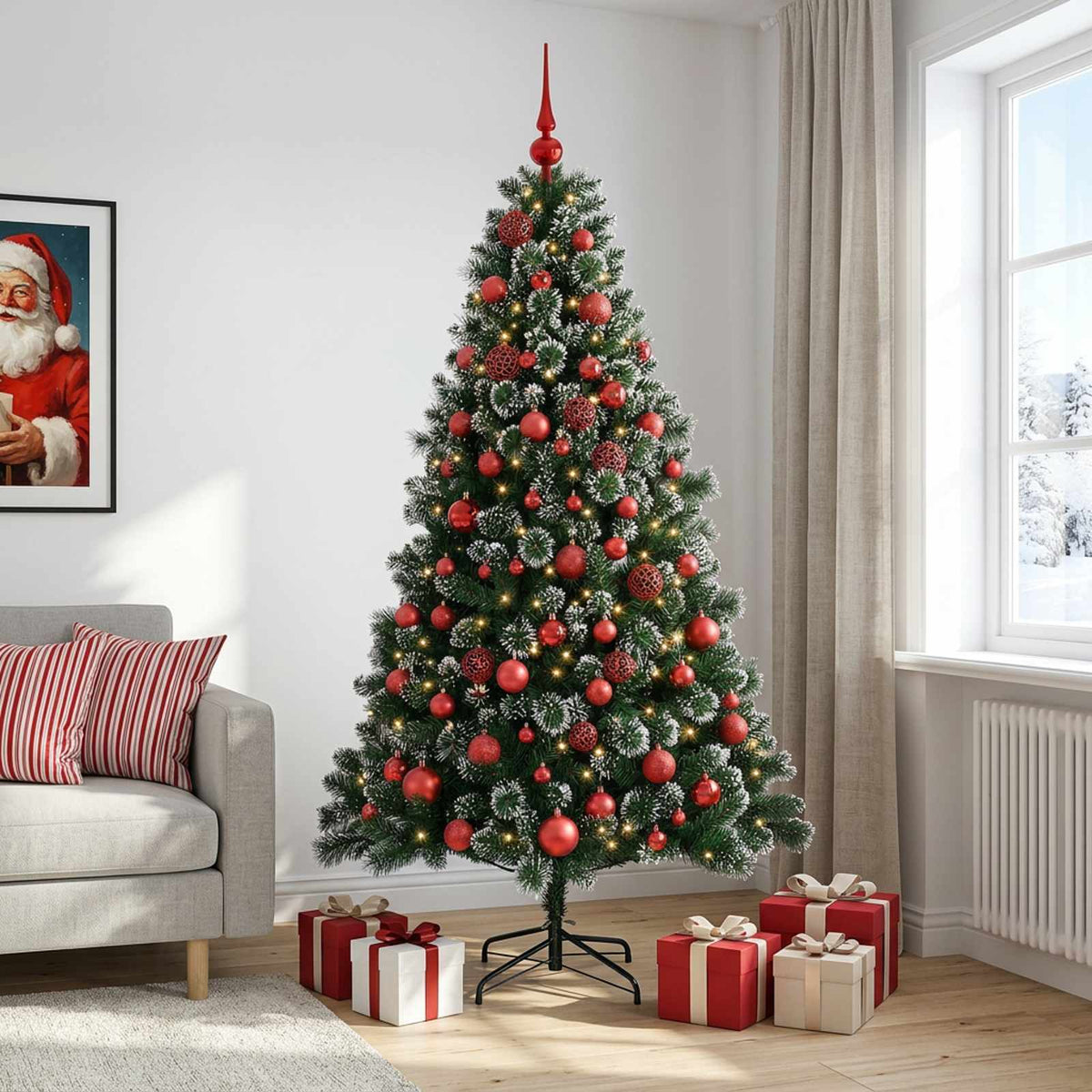 Dirbtinė kalėdinė eglutė su rutuliuku 180 cm 300 LED