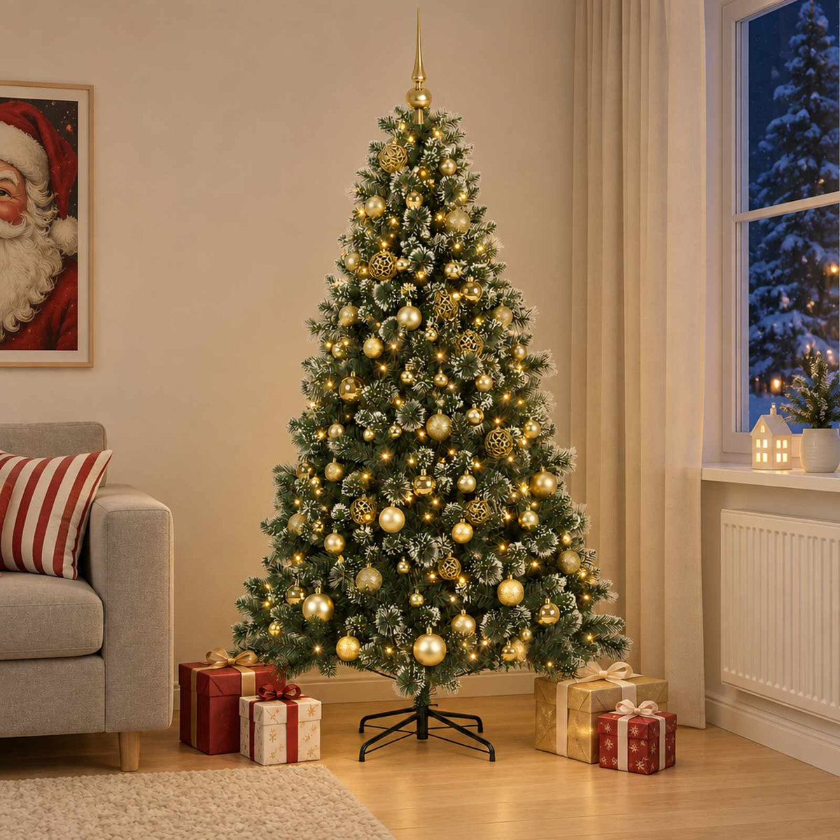 Dirbtinė kalėdinė eglutė su rutuliuku 180 cm 300 LED