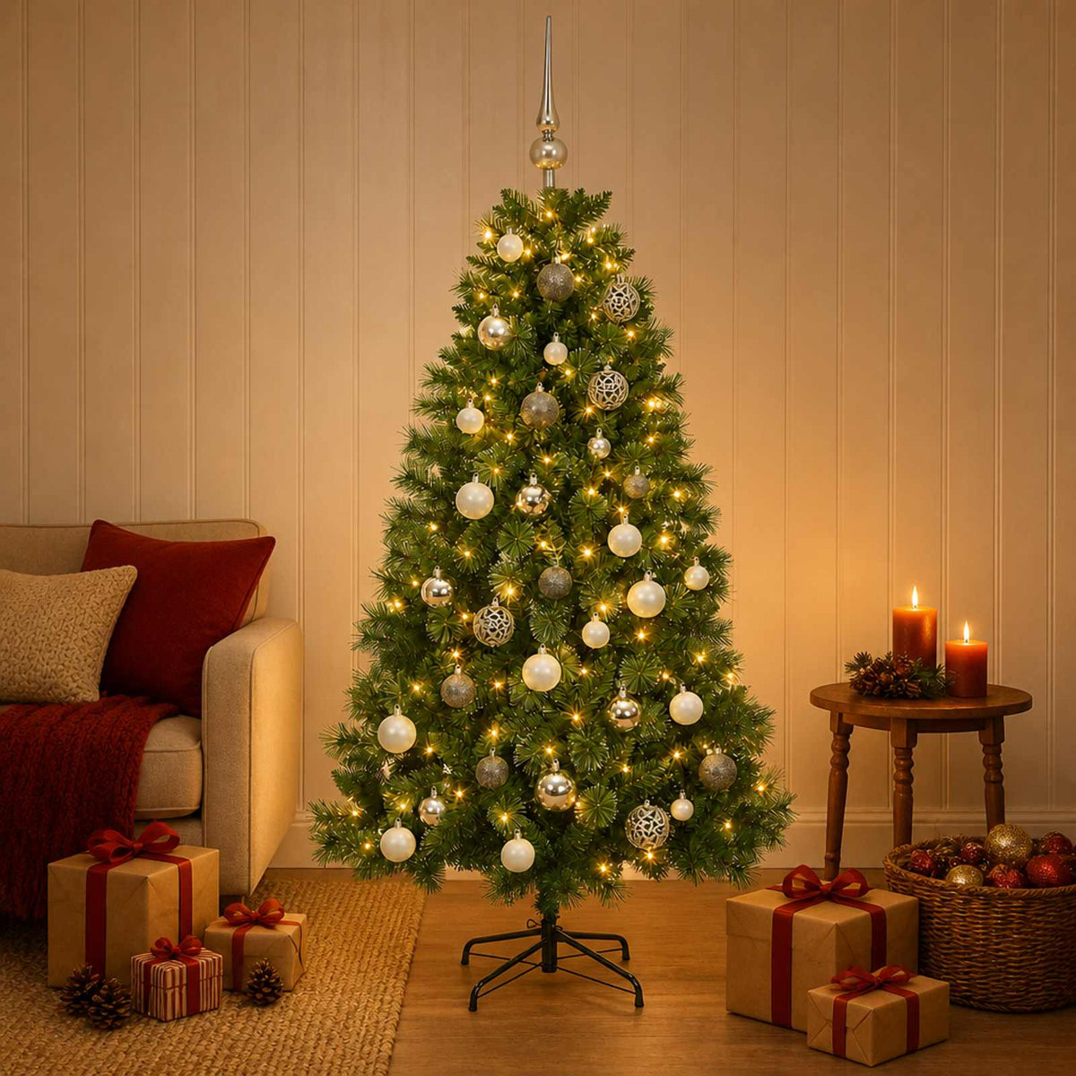 Dirbtinė kalėdinė eglutė su žaisliuku 150 cm 150 LED