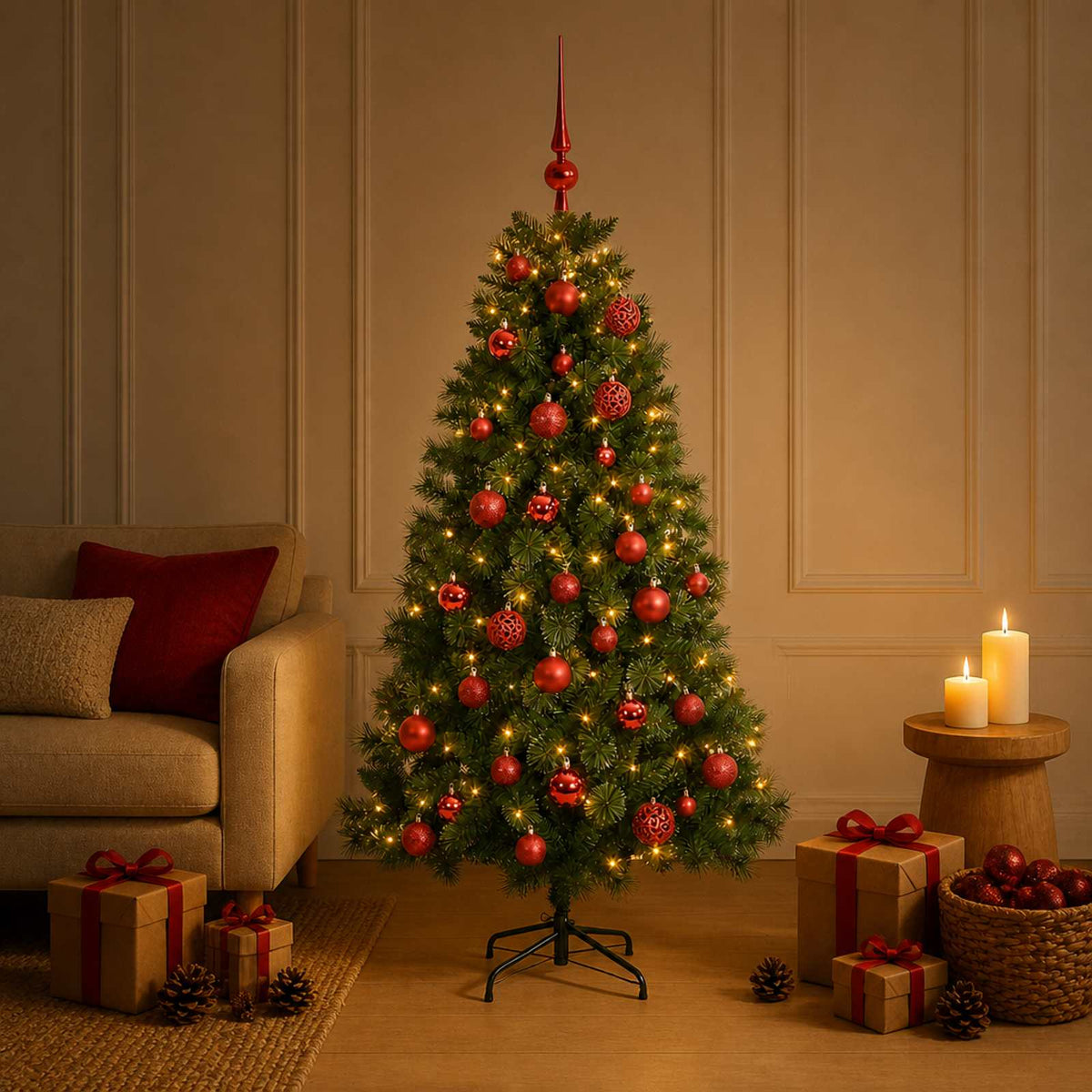 Dirbtinė kalėdinė eglutė su žaisliuku 120 cm 150 LED