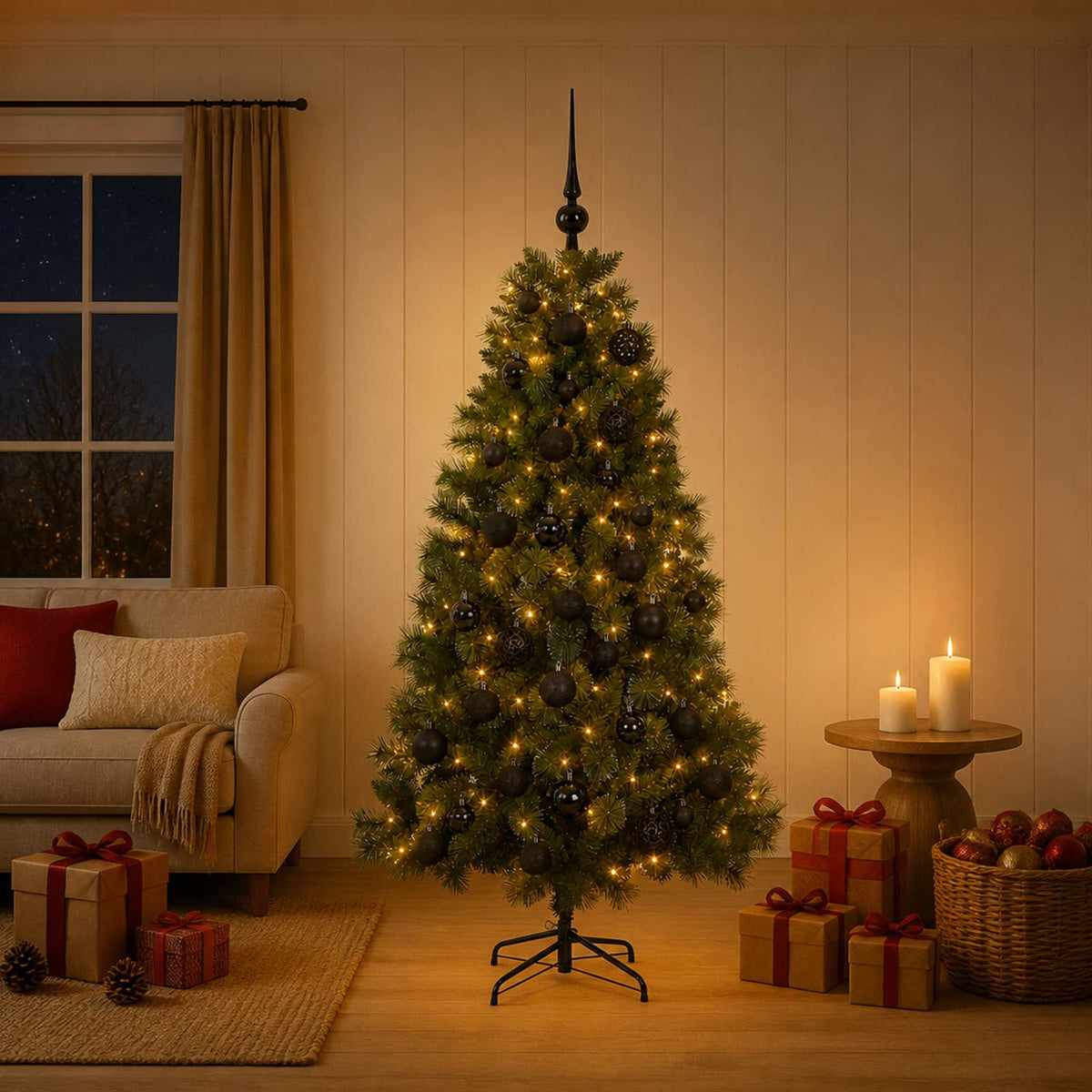 Dirbtinė kalėdinė eglutė su žaisliuku 120 cm 150 LED
